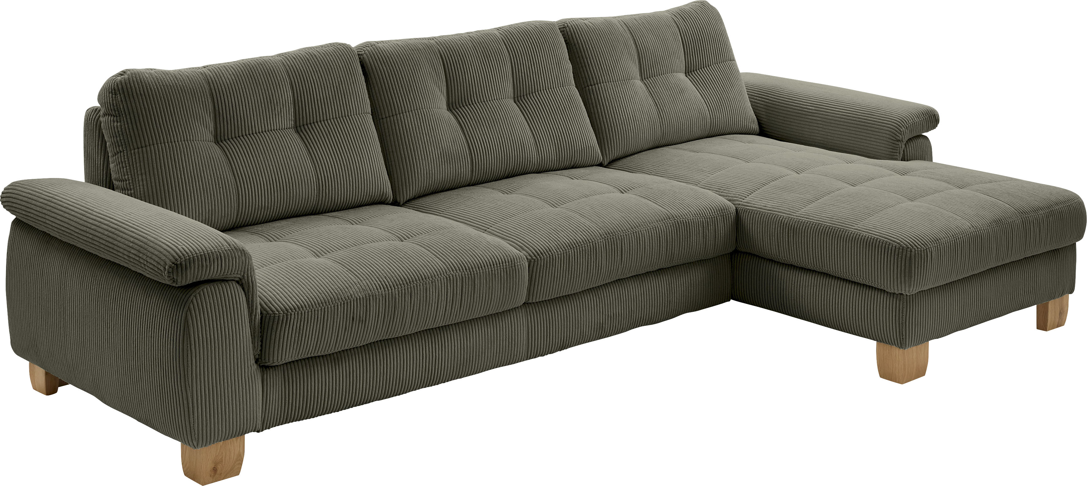 Die PlanBar Ecksofa "PP-LA19101 L-Form, Breite 316 cm" wahlweise mit Schlaffunktion und verstellbaren Kopfstützen, in Cord