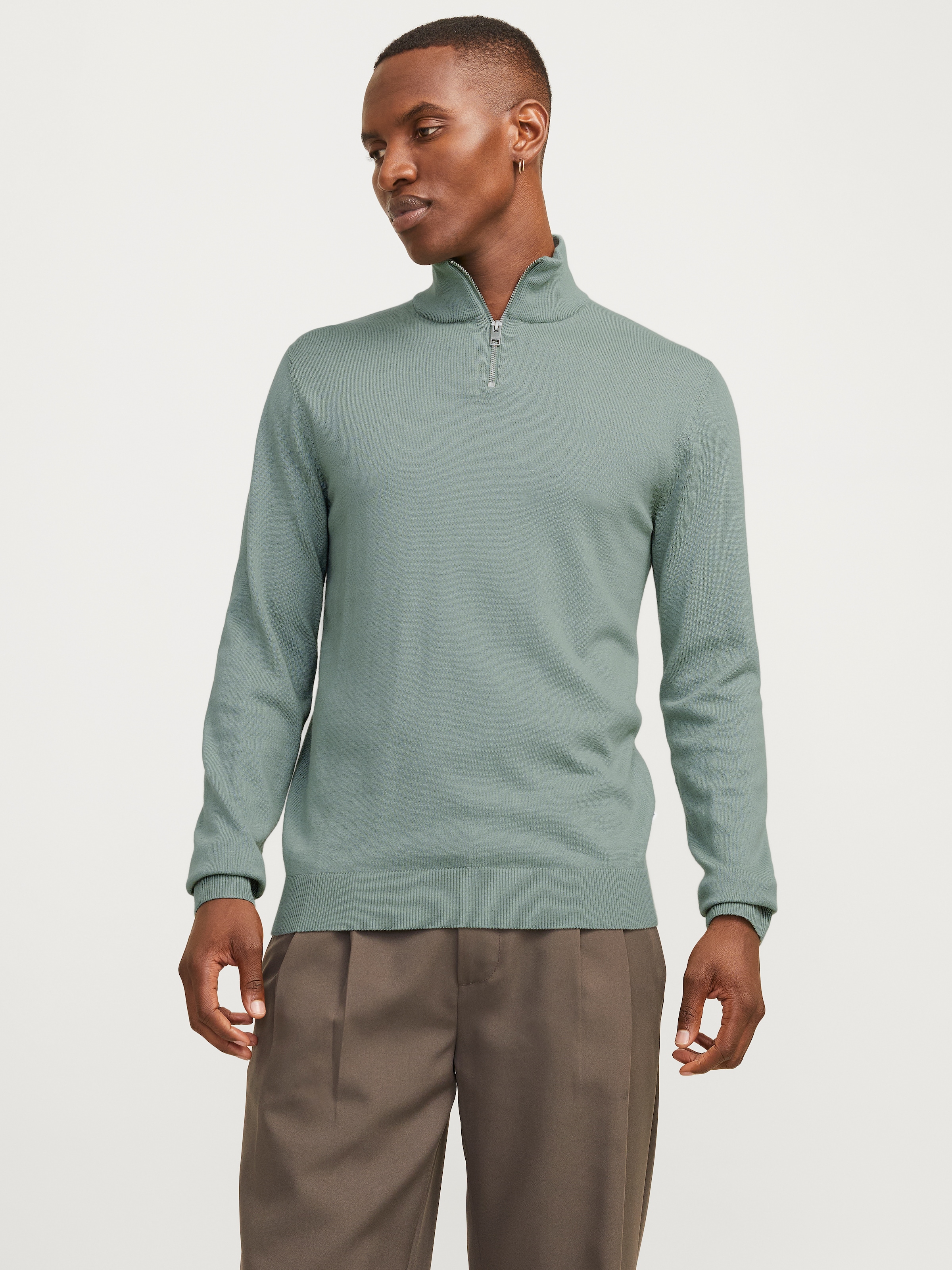 Jack & Jones Troyer "JJEEMIL KNIT HALF ZIP NOOS", mit Rippbündchen günstig online kaufen