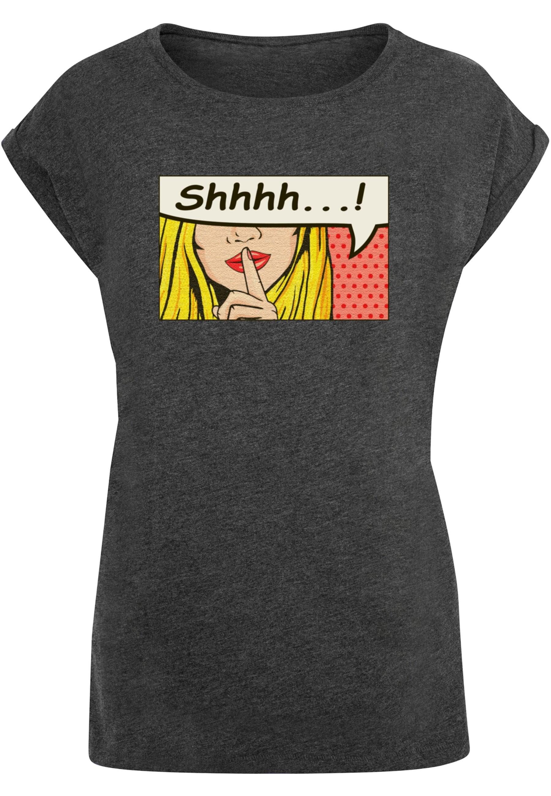 T-Shirt »Merchcode Damen Ladies Silent Sign Comic Extended Shoulder Tee«, (1 tlg.)