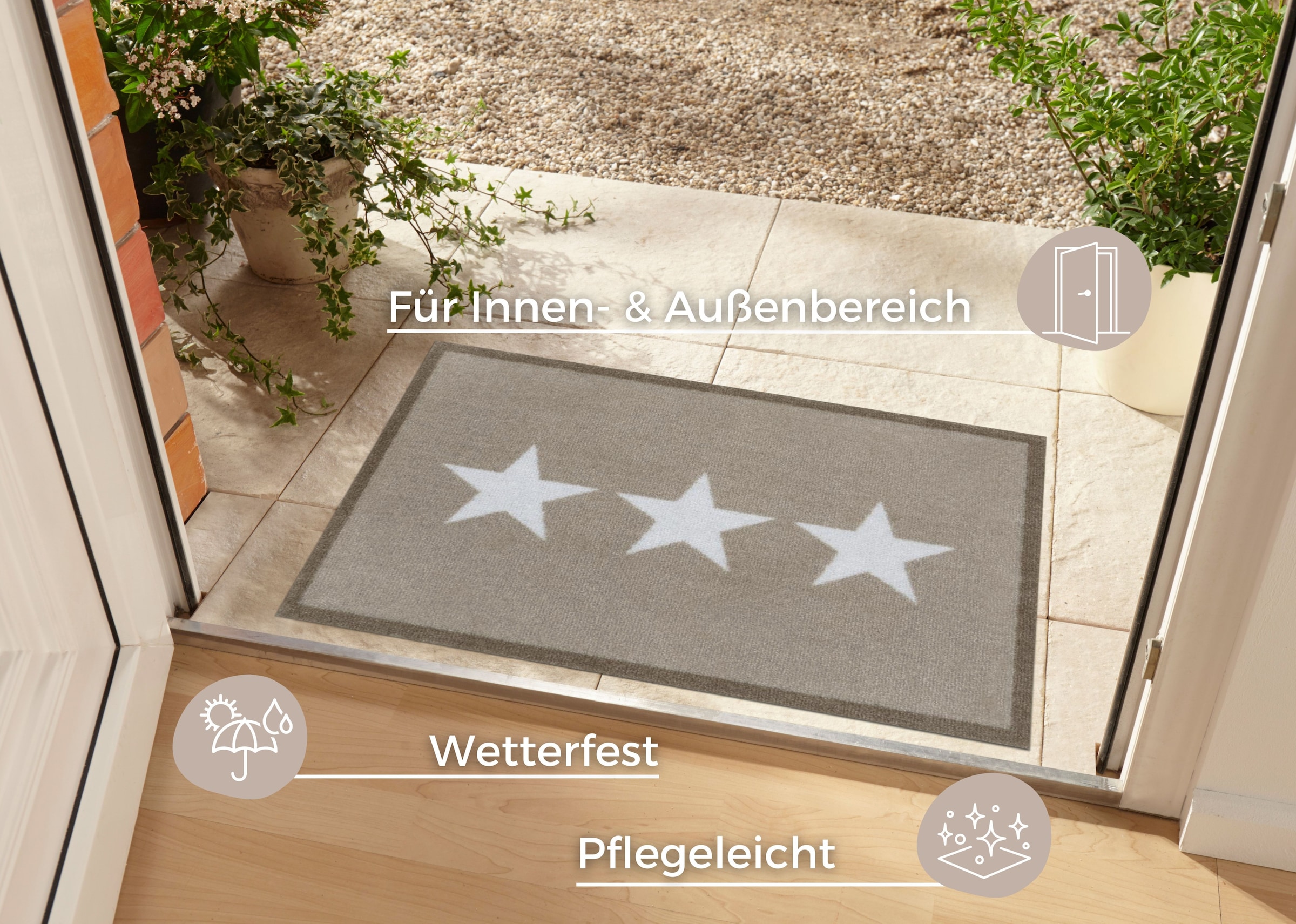 HANSE Home Fußmatte »Sterne, Türmatte«, rechteckig, 7 mm Höhe, Schmutzfangmatte, Innen und Außen, Rutschfest, Wetterfest, Waschbar