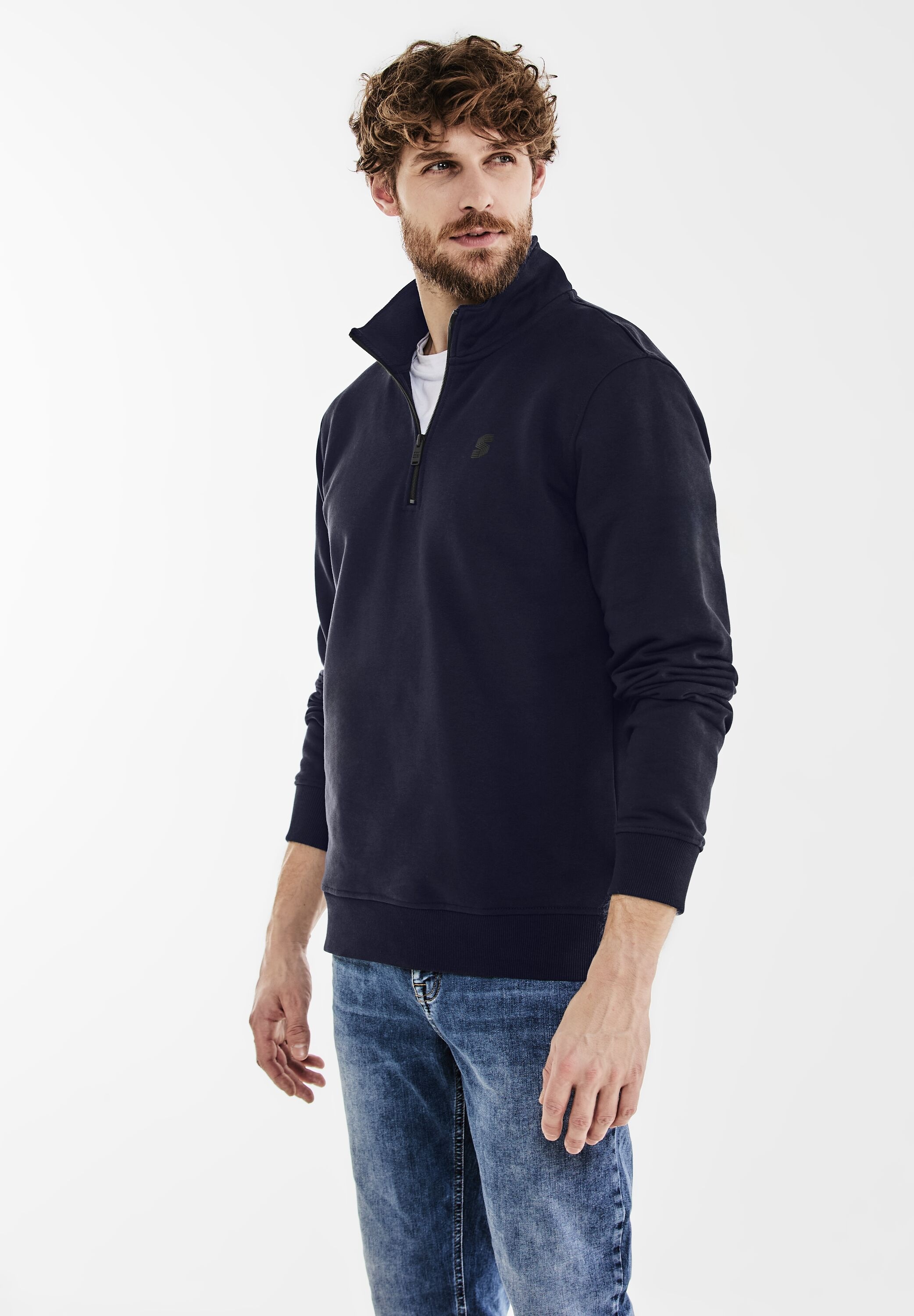 STREET ONE MEN Sweatshirt, mit Stehkragen