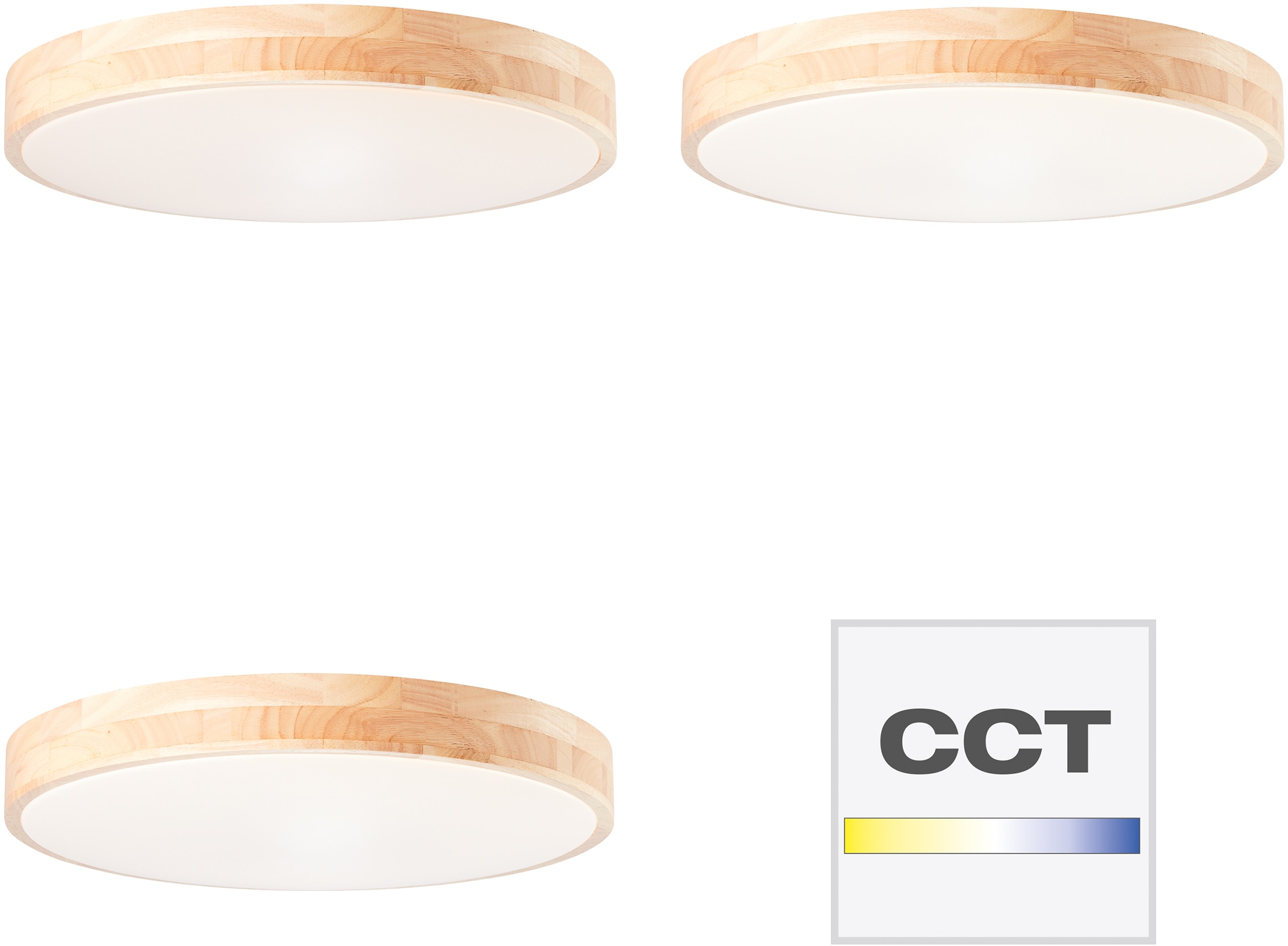 CCT, | Deckenleuchte lm, Ø hell/weiß LED »Slimline«, 49 cm, flammig-flammig, Brilliant holzoptik dimmbar, 6300 Fernbedienung, BAUR 1