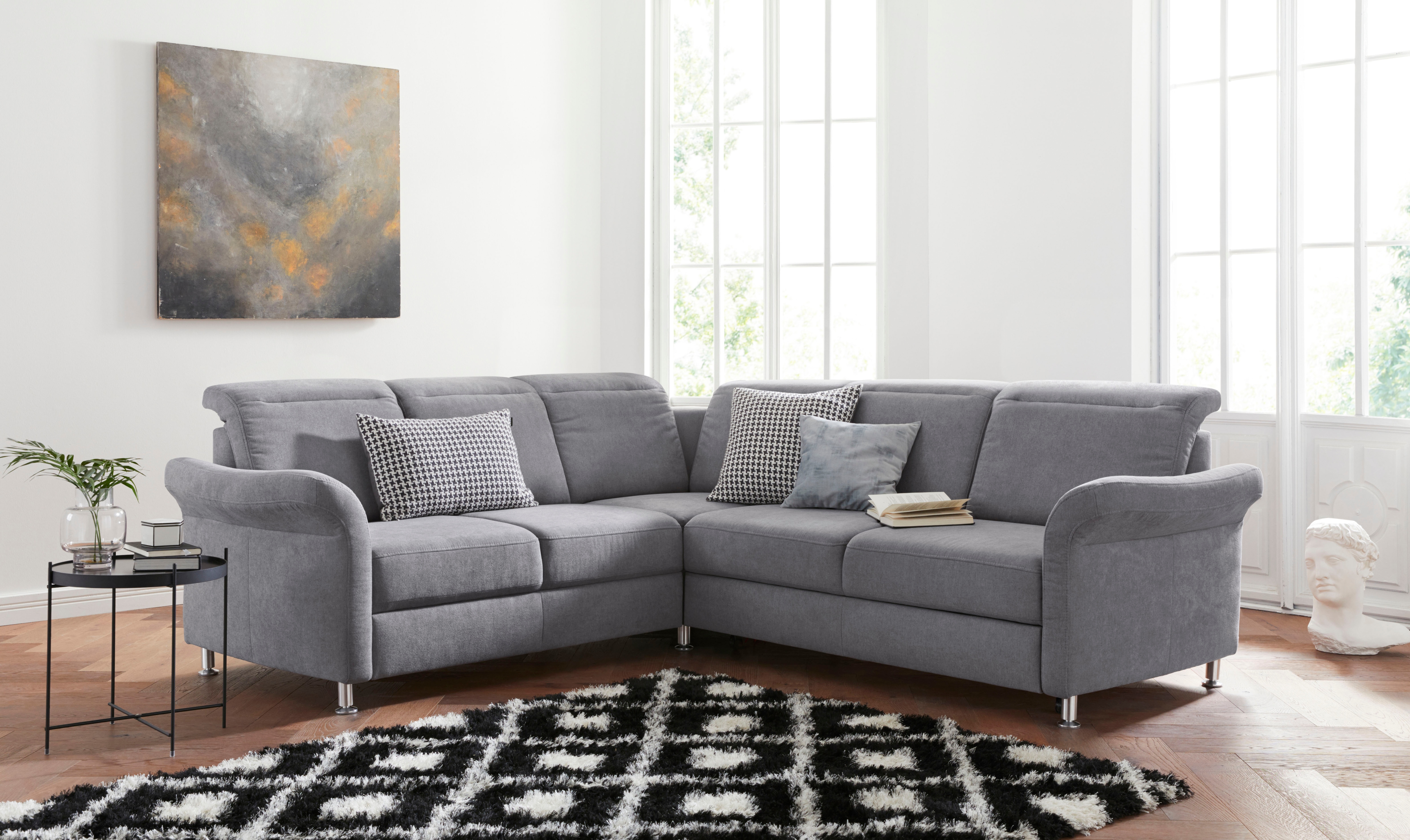 sit&more Ecksofa "Darwin L-Form" inklusive Federkern, wahlweise mit Kopfteilverstellung, Schlaffunktion