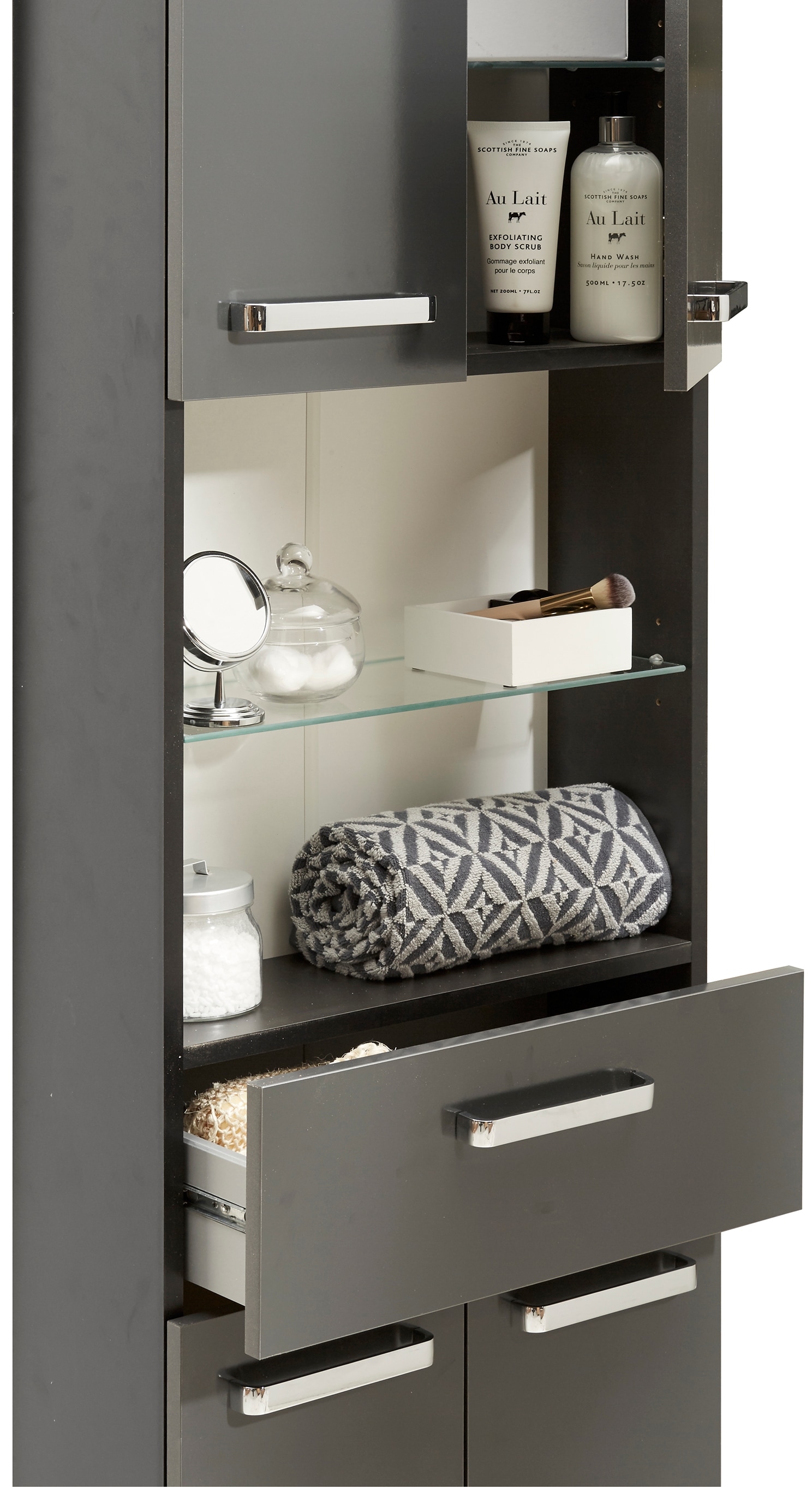 Saphir Badmöbel-Set »Quickset 311 7-teilig, Waschbeckenunterschrank und LED-Spiegelschrank«, (Set, 7 St.), inkl. Türdämpfer, Badezimmer-Set ohne Waschbecken, Badezimmer Schrank