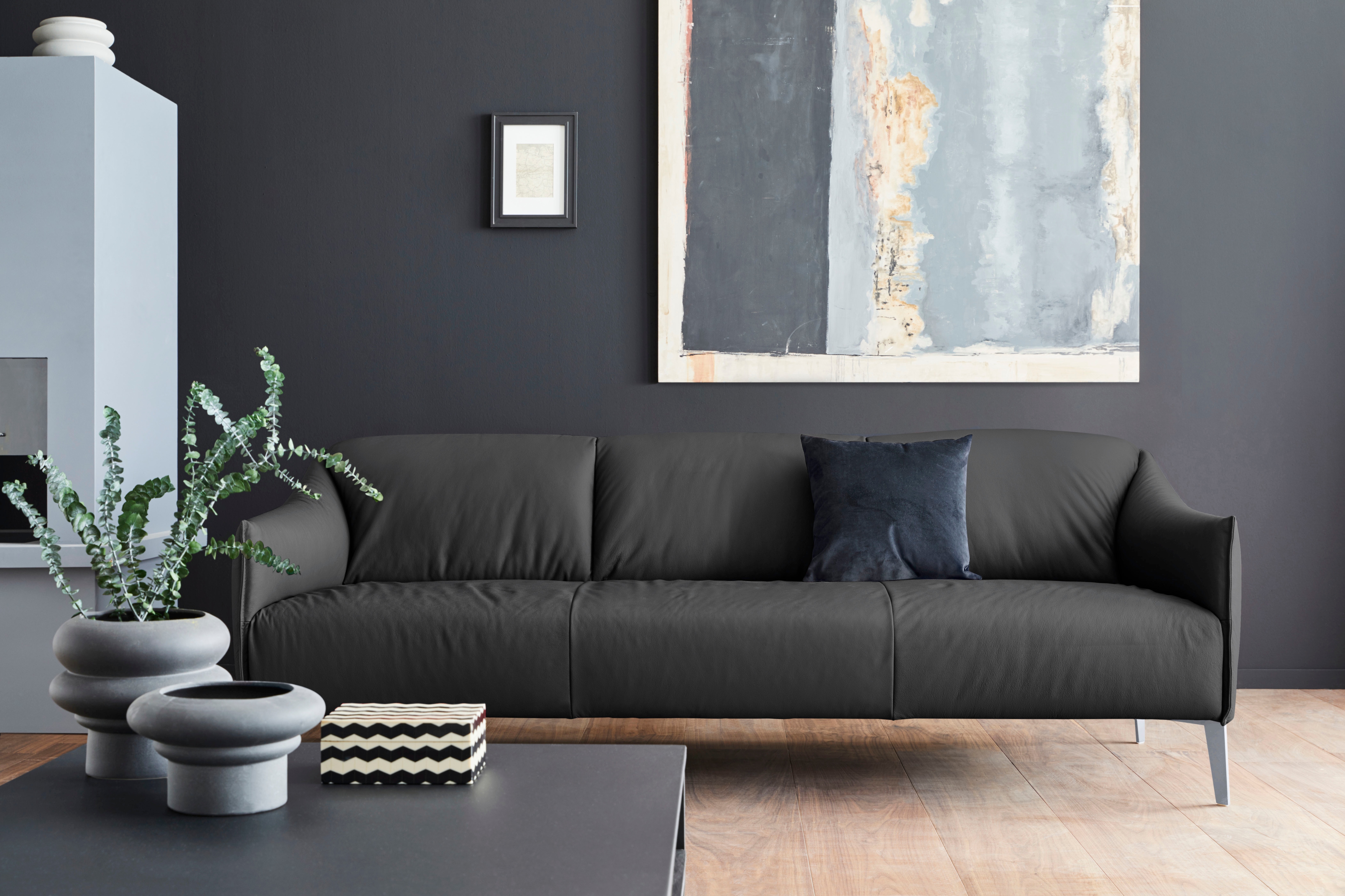 W.SCHILLIG 3-Sitzer "sally Designsofa, Loungesofa, bequem, schmale Armlehnen, Breite 224cm" mit Metall-Winkelfüßen in Silber matt, Breite 224 cm