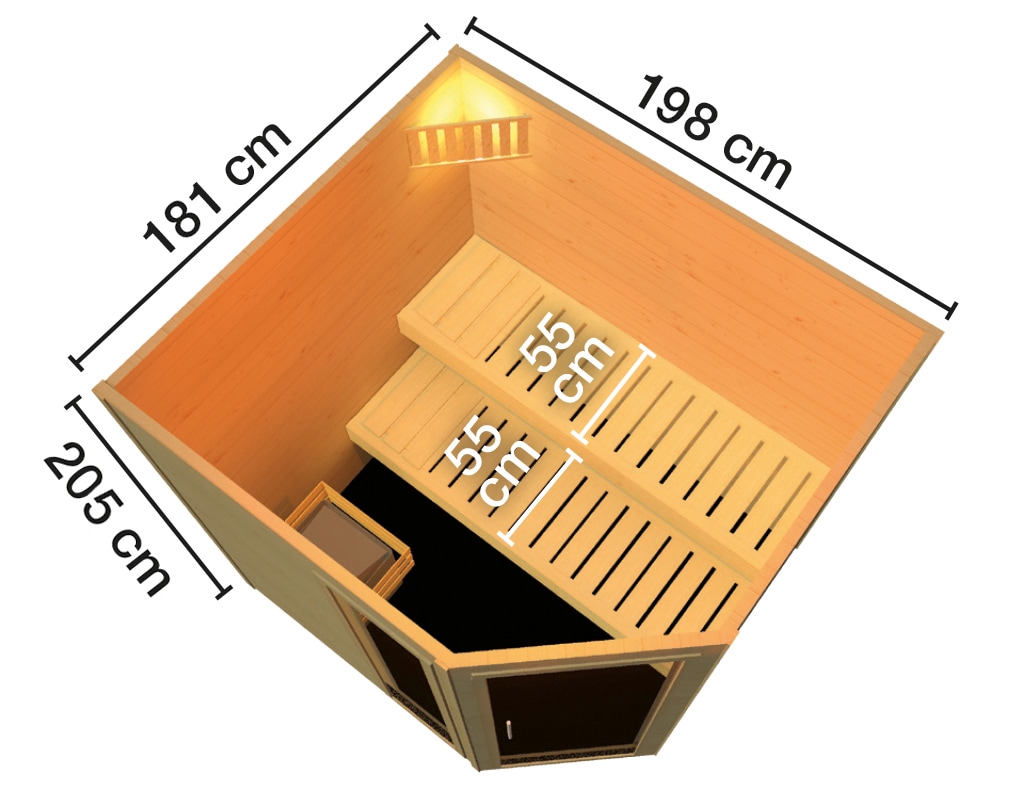 weka Sauna »Arendal 1«, 7,5 kW Ofen mit ext. Steuerung