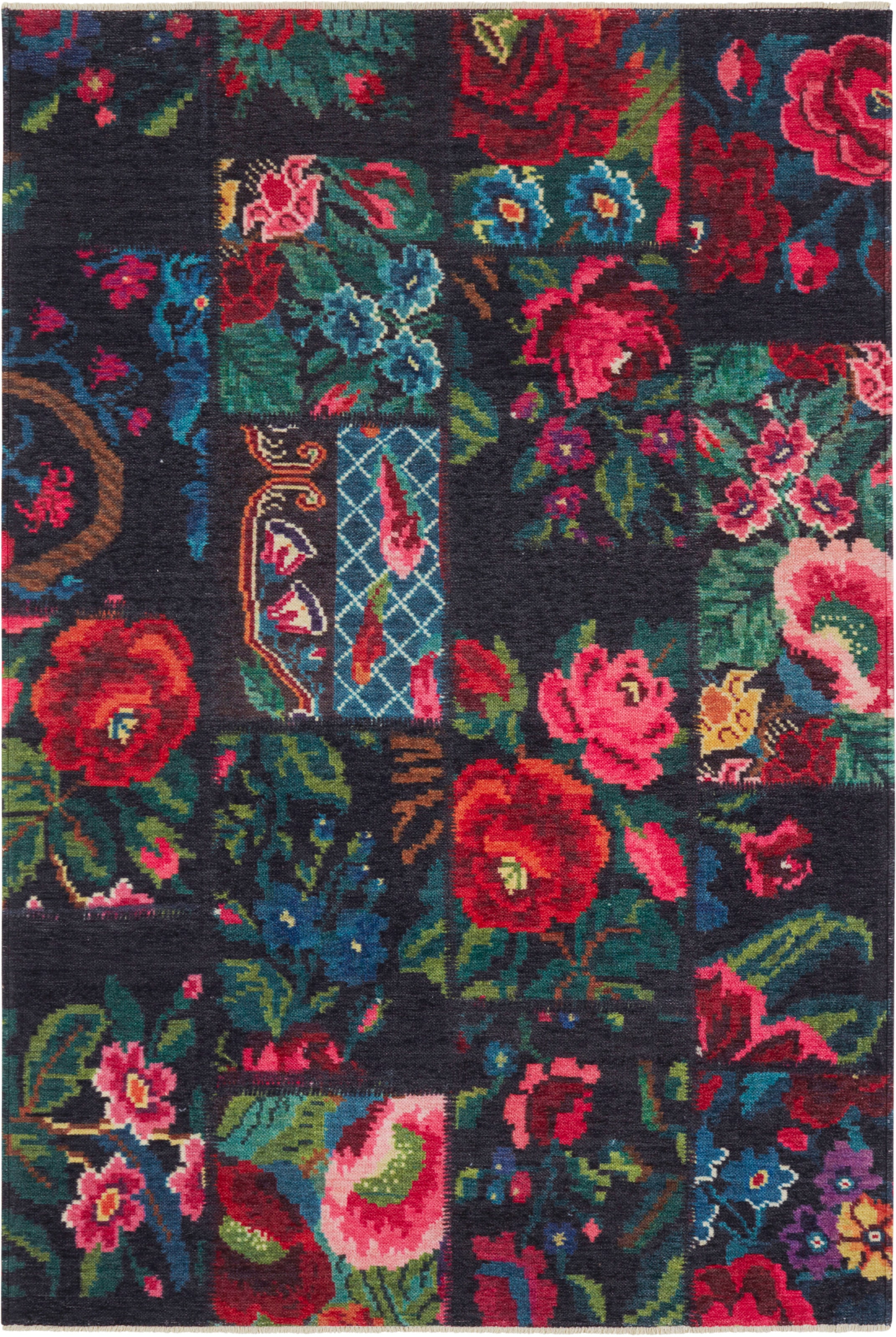 NOURISTAN Teppich »Kelim Patchwork Dolnar«, Robust, Blumen Rosen, Design Floral, rechteckig, Pflegeleicht, Optik, Orient kaufen | BAUR