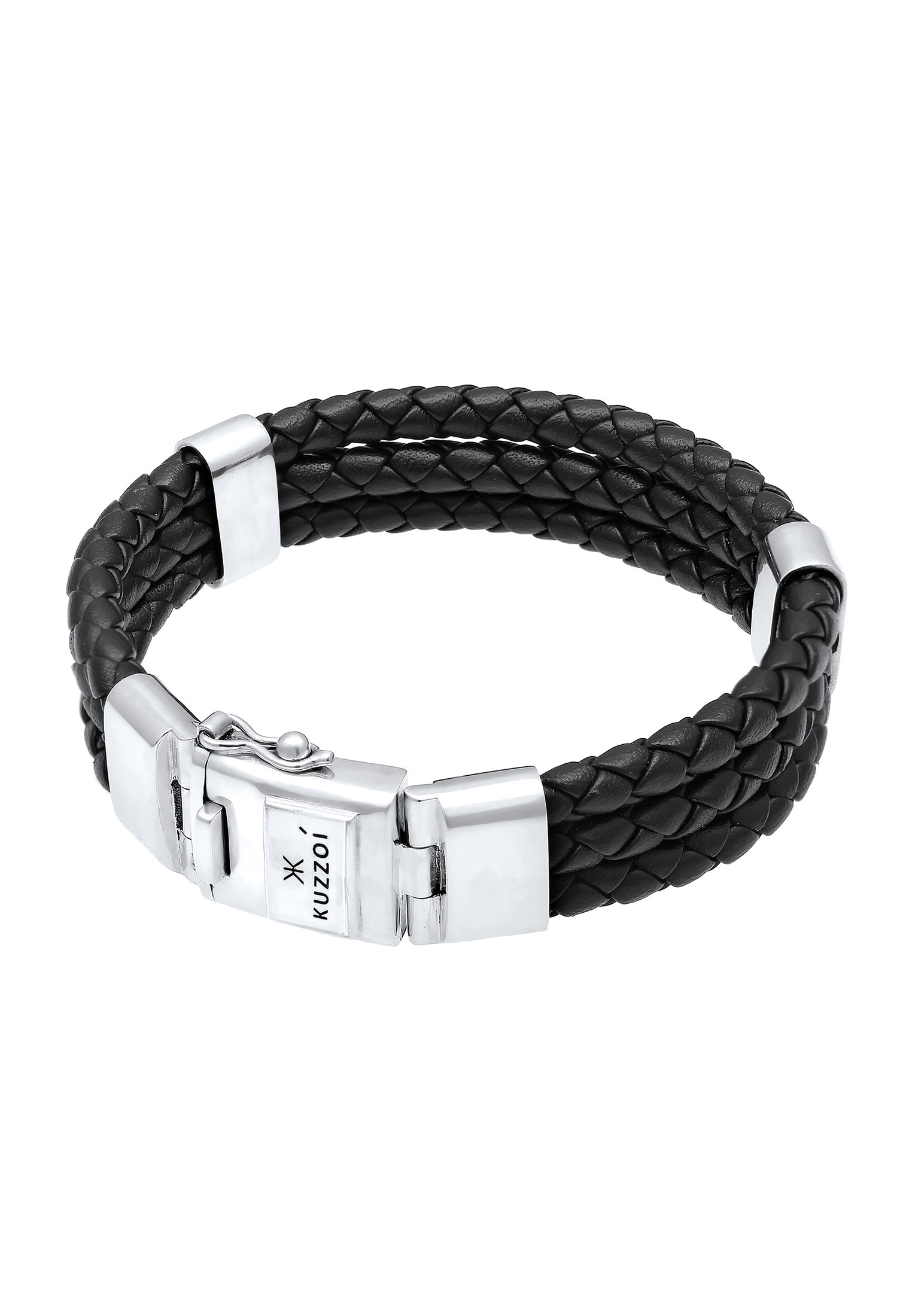 Kuzzoi Armband Kastenverschluss bestellen BAUR 925er »Leder ▷ Silber« Geflochten 