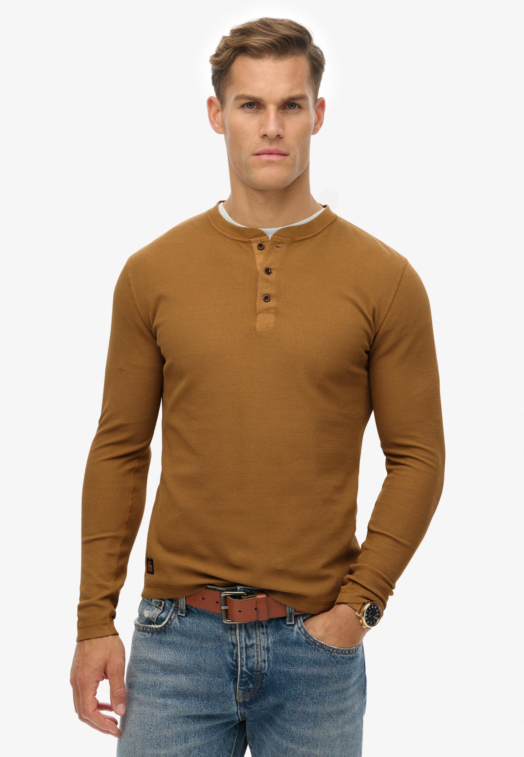 Superdry Langarmshirt "WAFFLE LONG SLEEVE HENLEY TOP" günstig online kaufen