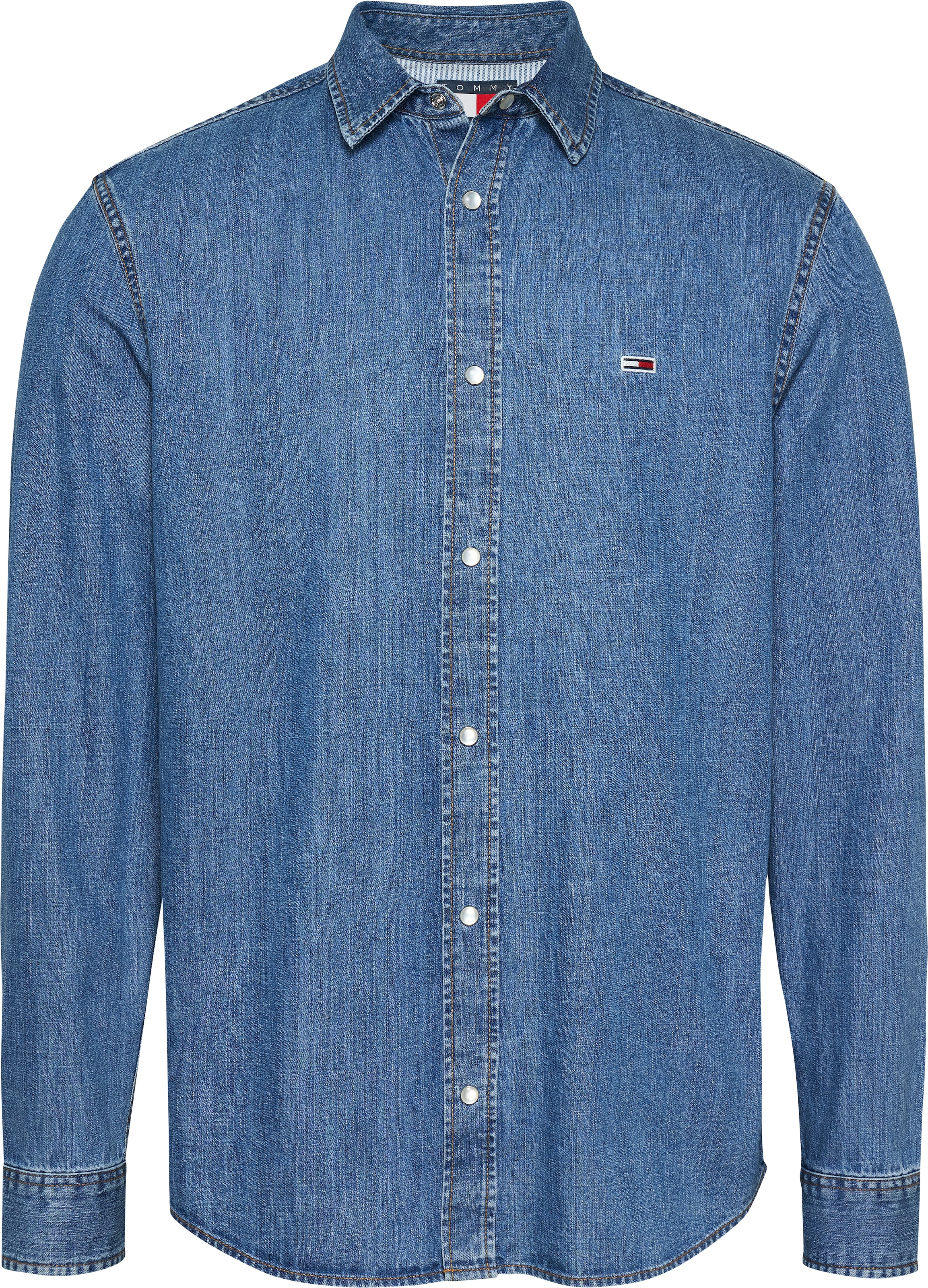 Tommy Jeans Jeanshemd »RGLR FIT SHIRT MID BLUE«, in blauer Waschung