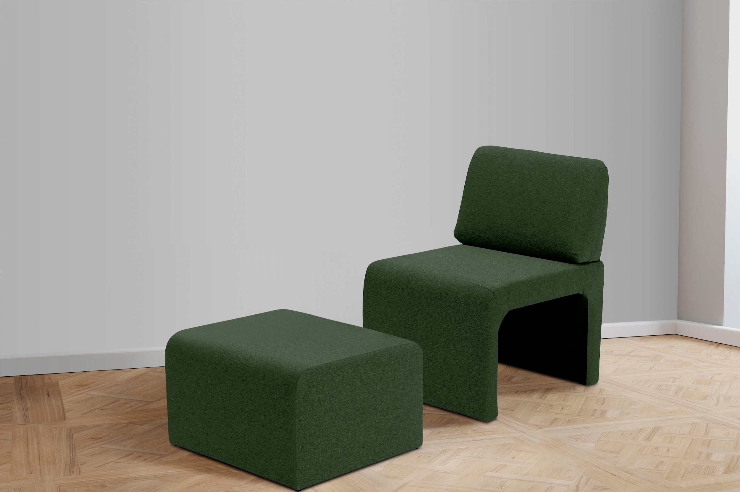 DOMO collection Sessel »mit Hocker 700017 ideal für kleine Räume, platzsparend, bequem«, Hocker unter dem Sessel verstaubar, lieferbar in nur 2 Wochen