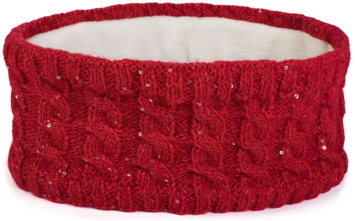 styleBREAKER Stirnband "Strick Stirnband Zopfmuster Pailletten" 1 Stk.