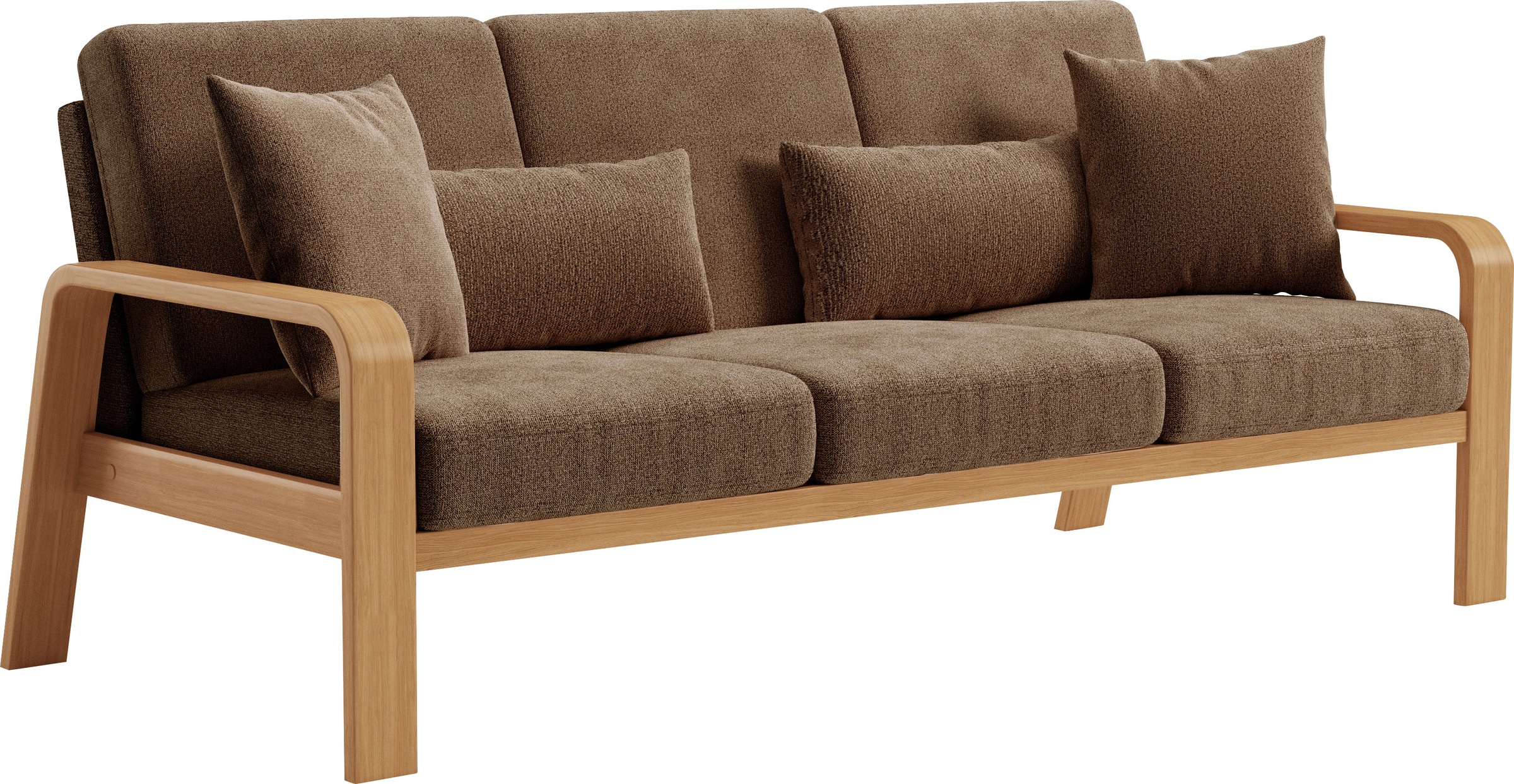sit&more 3-Sitzer »Kolding«, Armlehnen aus eichefarbigem Buchenholz, verschiedene Bezüge und Farben