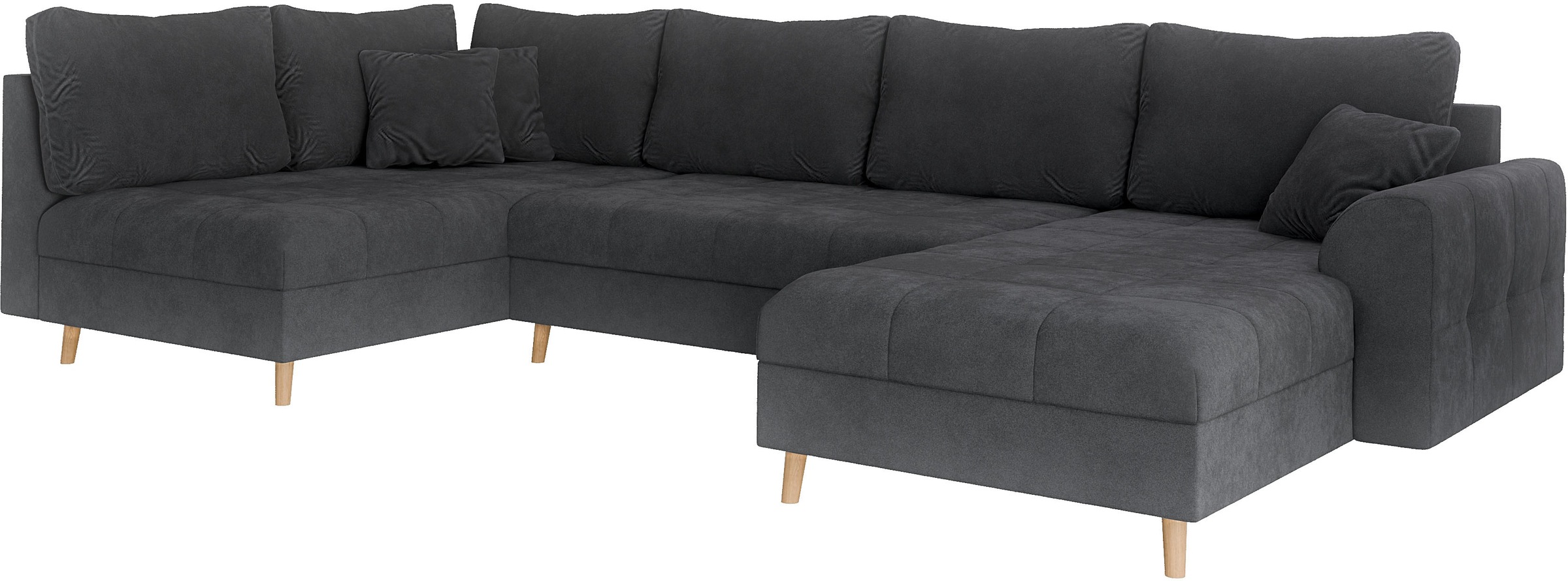 Home affaire Wohnlandschaft »CHARRE U-Form mit Ottomane, Maße B/T/H: 310/161/81 cm«, feine Steppung, lose Rücken- und Zierkissen, auch in Cord und Bouclé