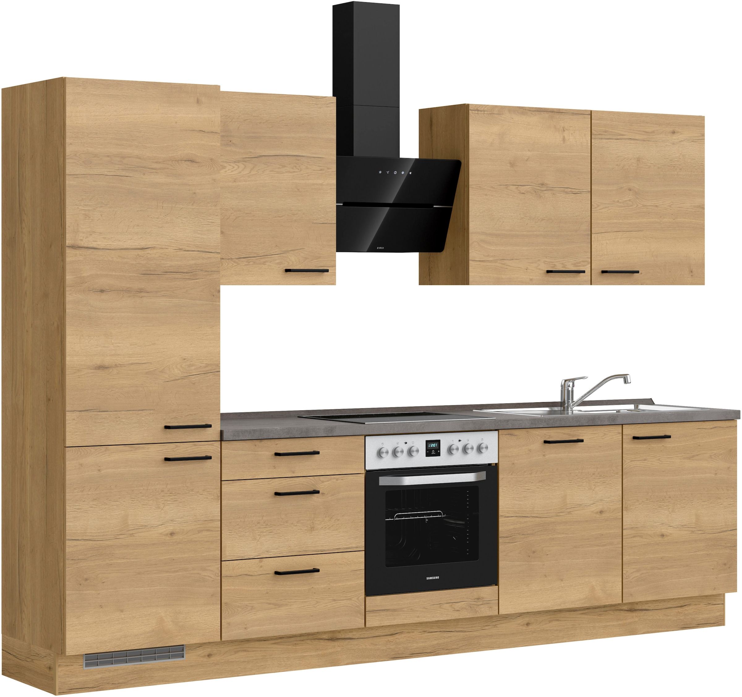 nobilia® Küchenzeile »"Structura premium"«, vormontiert, Ausrichtung wählbar, Breite 300 cm, mit E-Geräten