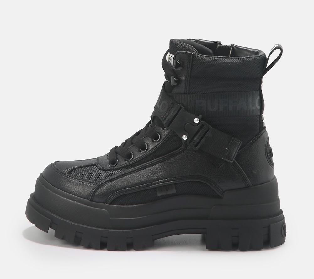 Buffalo Winterboots »Aspha Com1 Vegan«, Schnürstiefelette, Plateauboots mit Innen-Reißverschluss