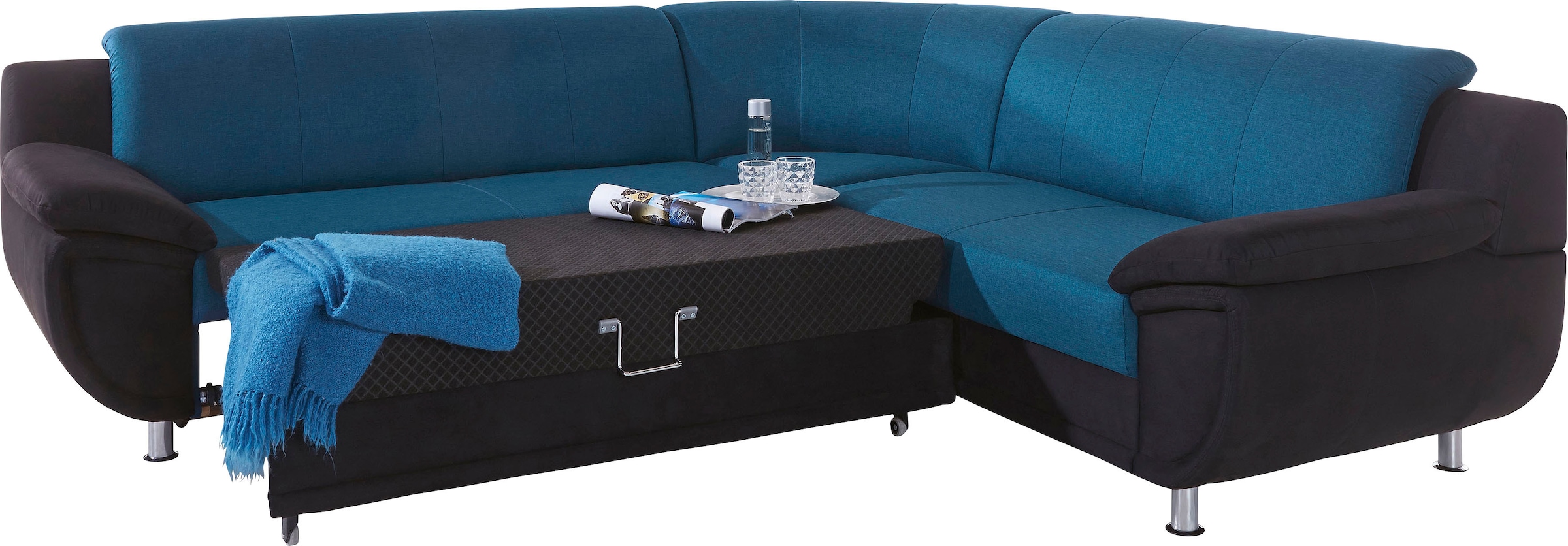 TRENDMANUFAKTUR Ecksofa »Rondo 3, zeitlos und modern, im Materialmix, L-Form«, wahlweise Federkern für hohen Sitzkomfort, wahlweise Bettfunktion