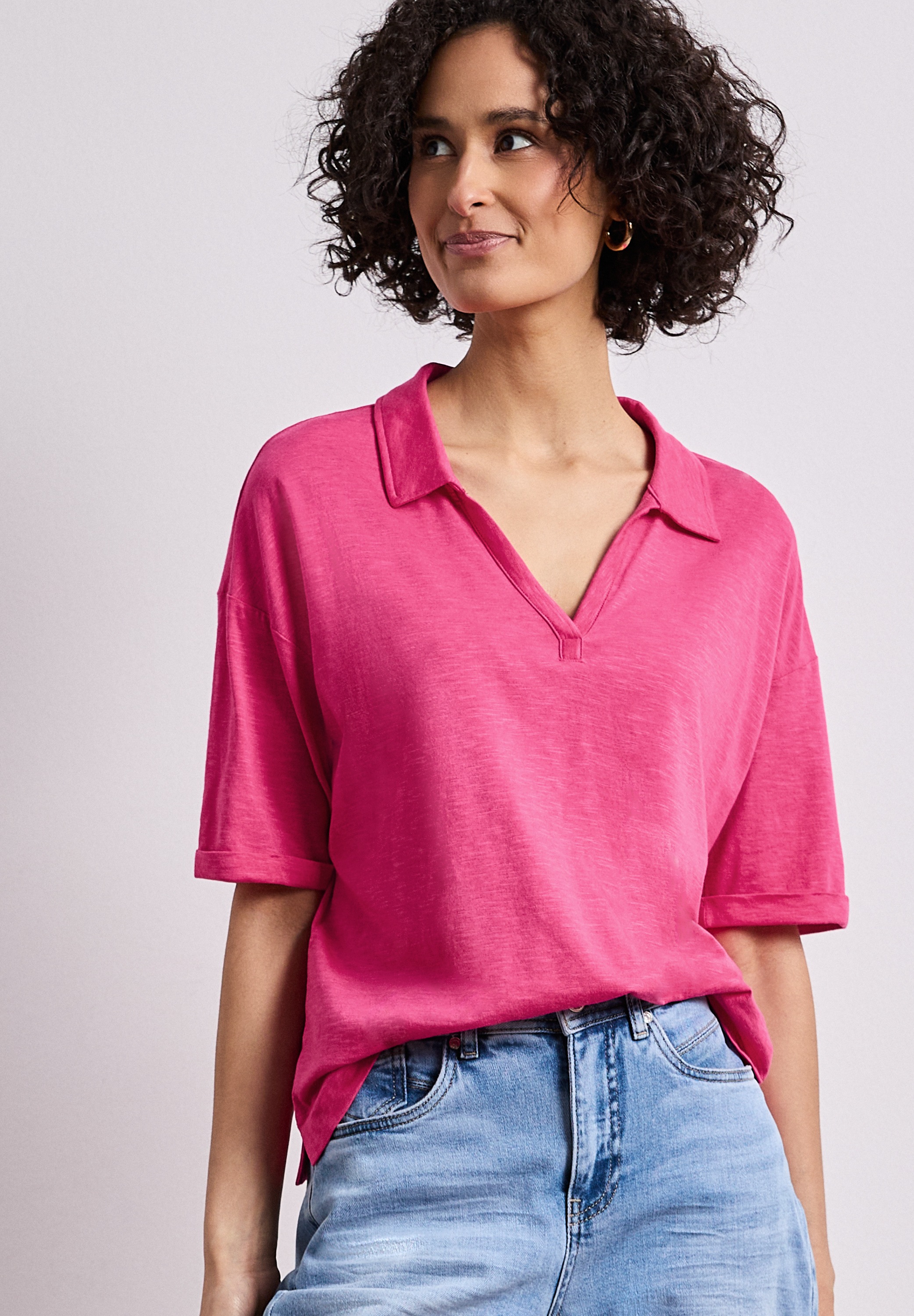 STREET ONE Poloshirt im soften Baumwoll-Mix