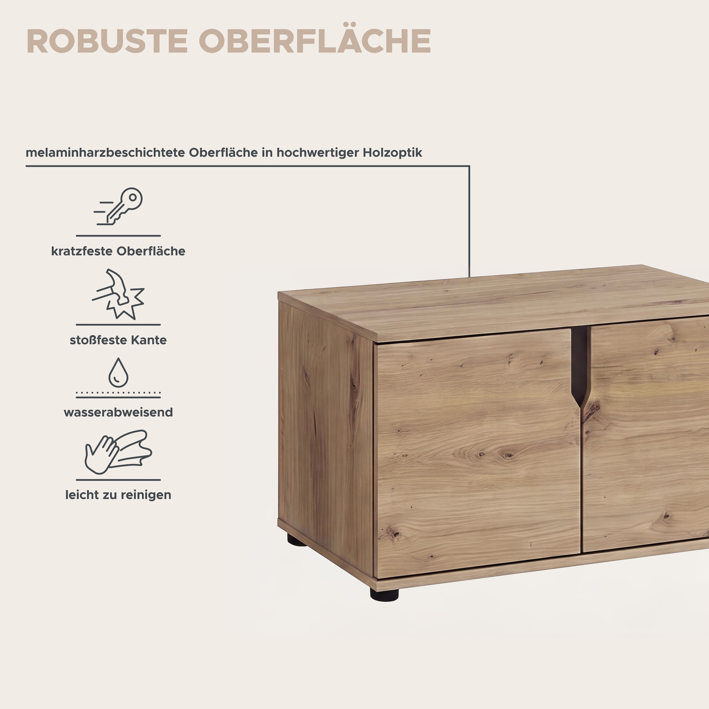 OTTO home Sitzbank »FJELL, Breite 80cm, 2 Türen, 2 Einlegeböden, 4 Fächer« Bank Truhe, Kommode, Garderobenbank, Dielenbank