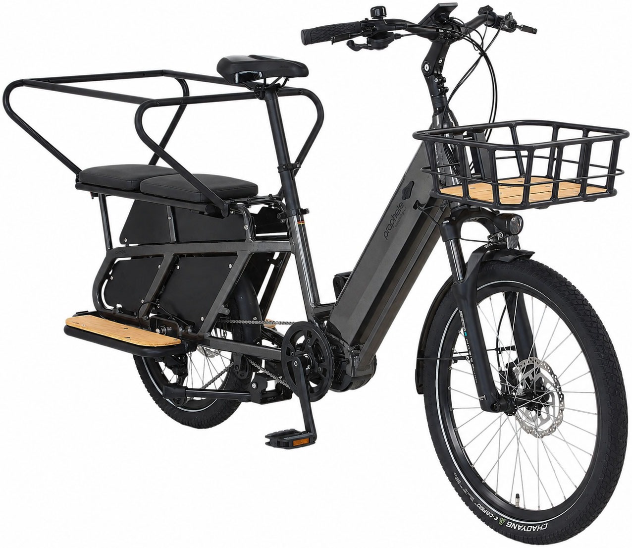 Prophete "Longtail - Urbanicer 4.0 inkl. 2 Sitzpolster" 9 Gang Shimano Cues Schaltwerk Kettenschaltung Mittelmotor 250 W Heck-Gepäckträger bis 80kg Zuladung, 10 Jahre Garantie auf den Rahmen