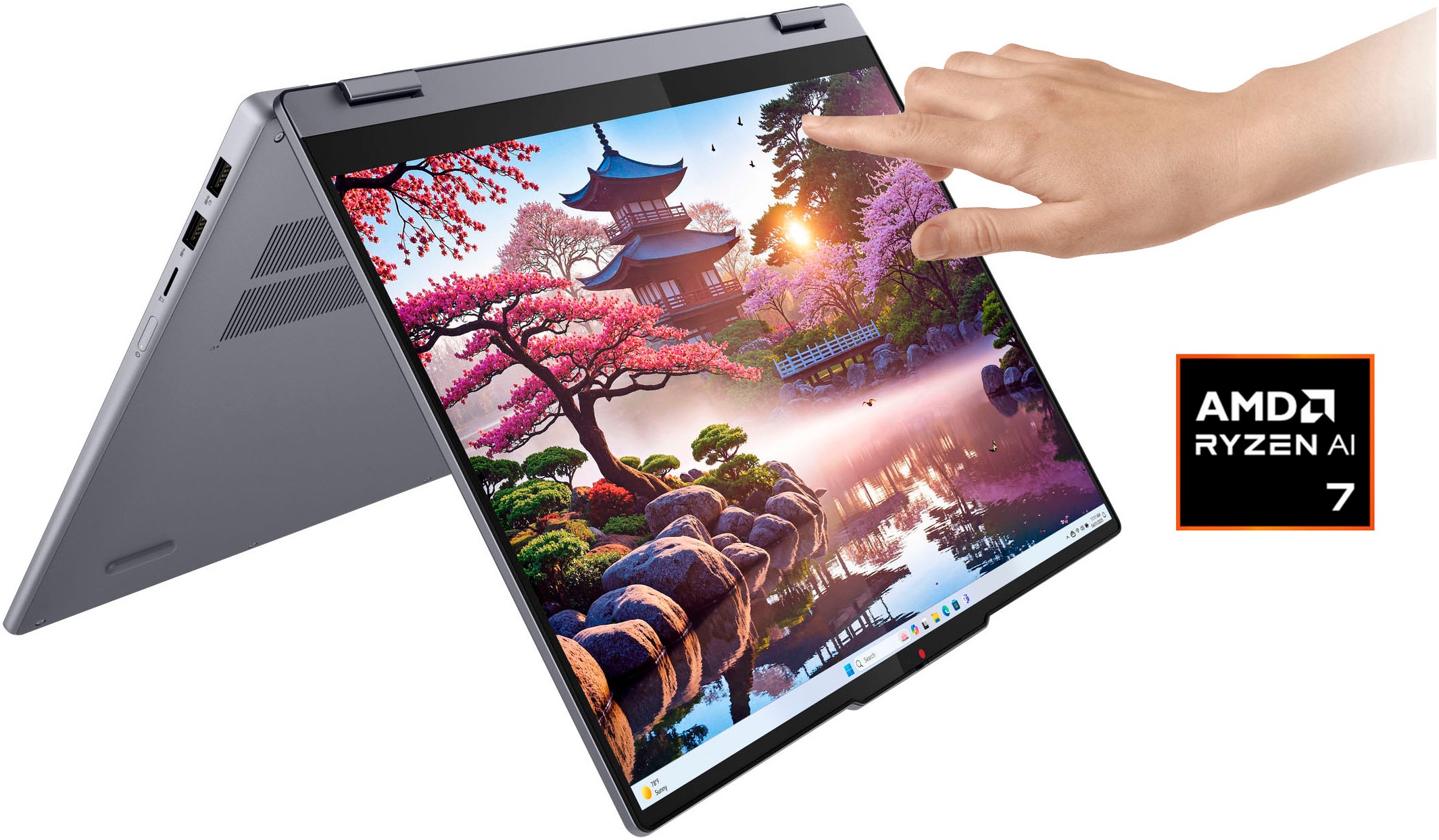 LENOVO Convertible Notebook "IdeaPad 5 2-in-1 16AKP10", 16 GB RAM 1.000 GB SSD, Ryzen AI 7, Windows11Home, grau, Notebooks