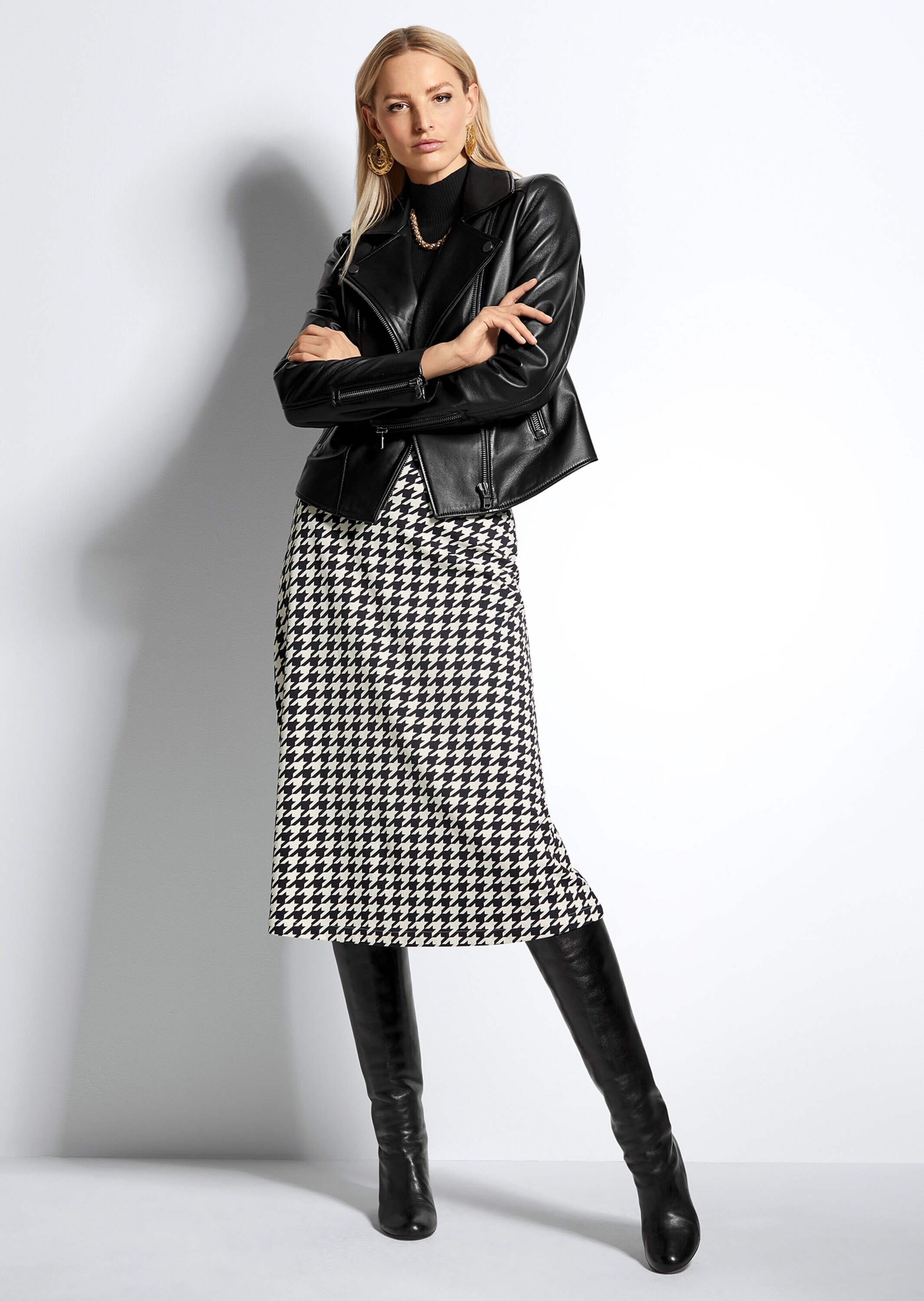 MADELEINE Midirock »Rock Langer Rock im Hahnentritt-Dessin«