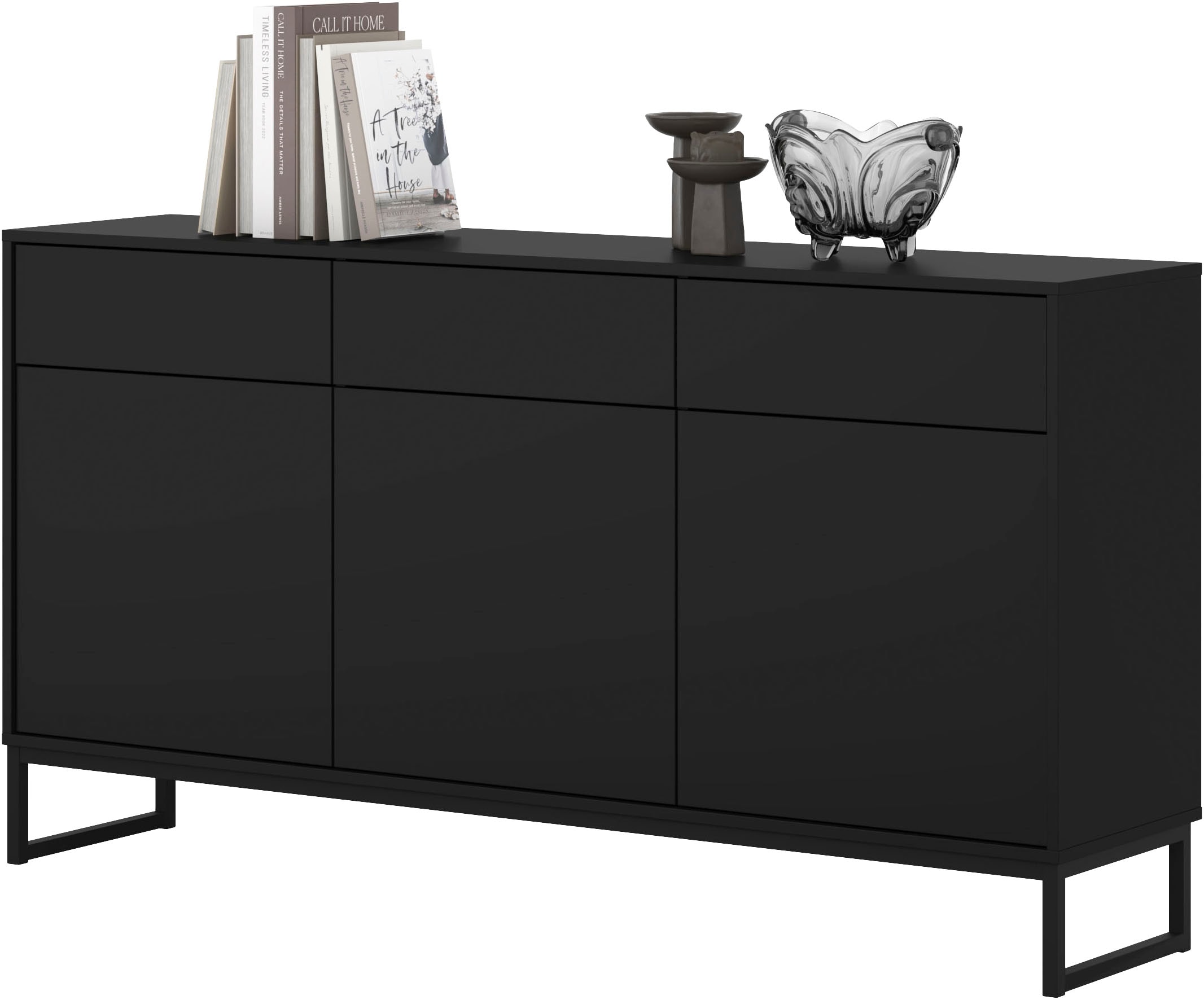 OTTO home Sideboard »Olbia, Breite 157 cm, grifflose Kommode 3 Türen/3 Schubkästen.« Schubladenkommode mit viel Stauraum, Einlegeböden verstellbar