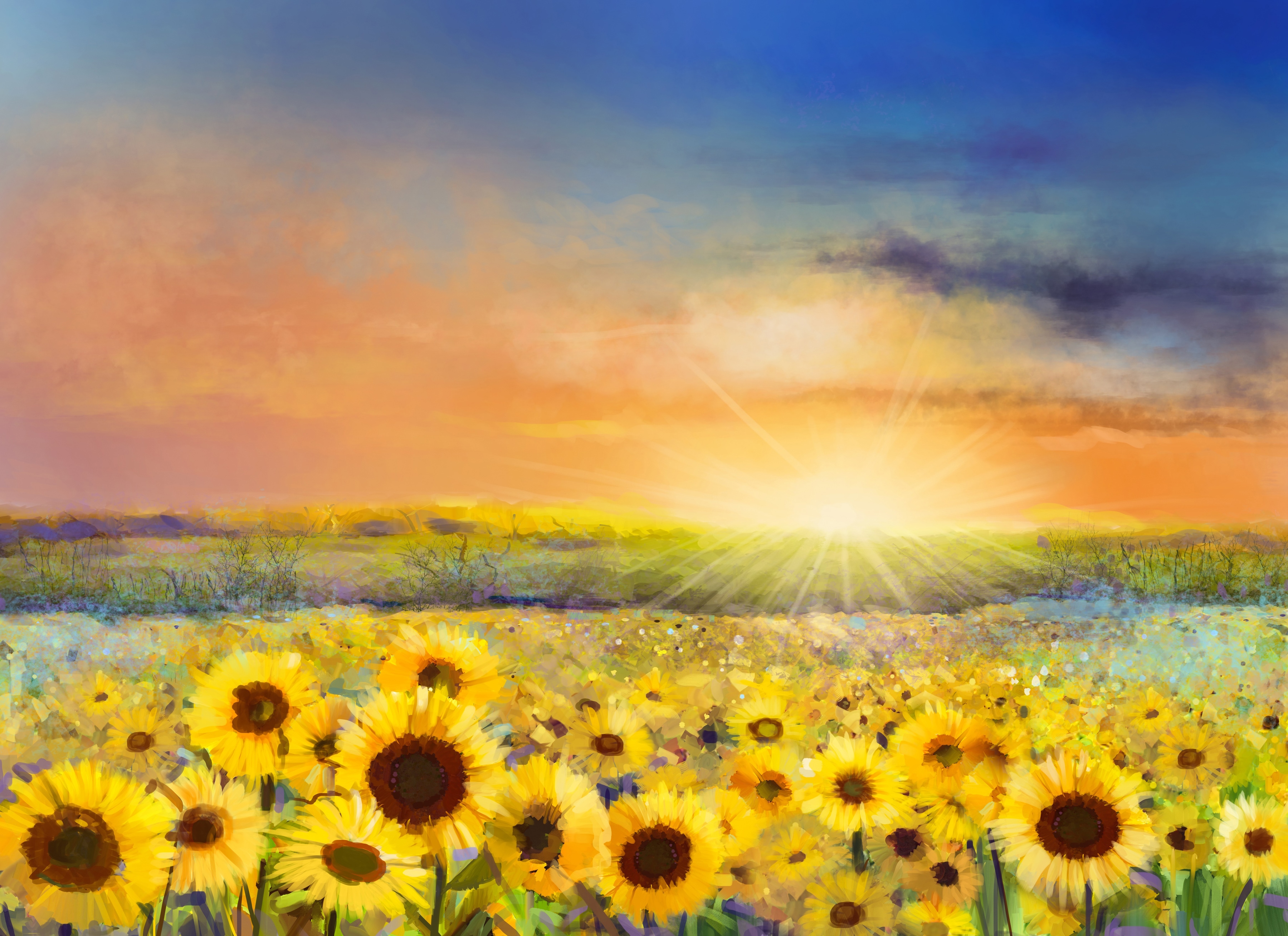 Papermoon Fototapete "Painting Sunflowers" glatt