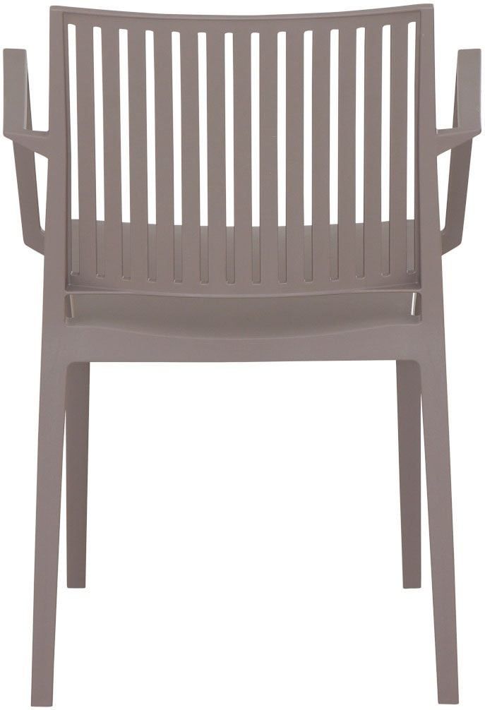 Siena Garden Gartensessel »Lane Sessel  taupe 4er Set mit Tisch« Set, 4 Stk. tlg. 4 x Stapelsessel + Tisch Sola Ø 80 cm