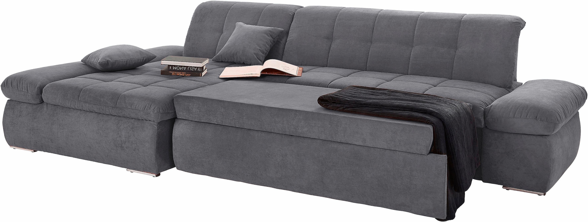 DOMO collection Ecksofa »NMoric XXL, B/T/H: 300/172/80cm, L-Form«, wahlweise mit Bettfunktion und Armlehnverstellung