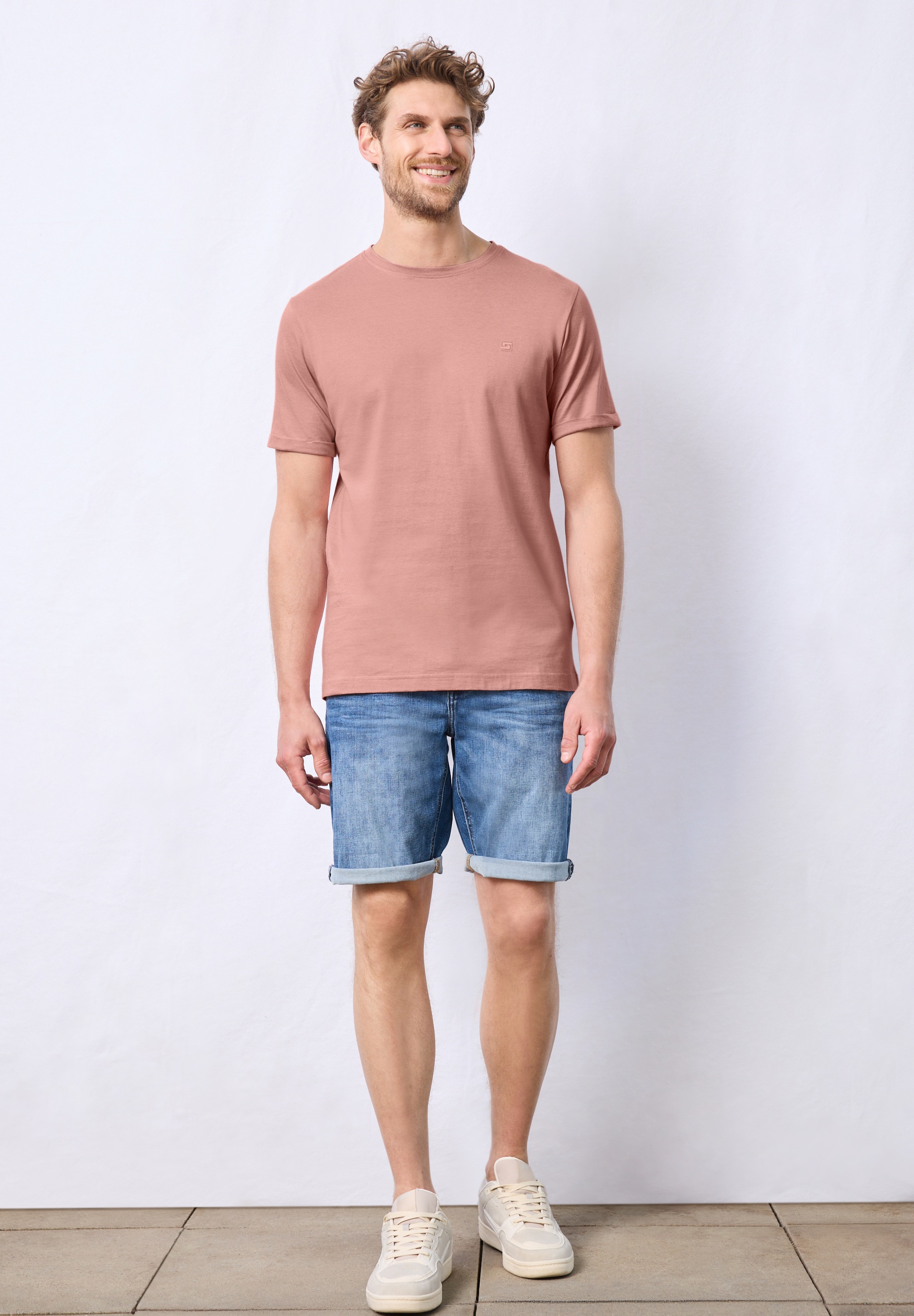 STREET ONE MEN T-Shirt, mit Streifen-Struktur