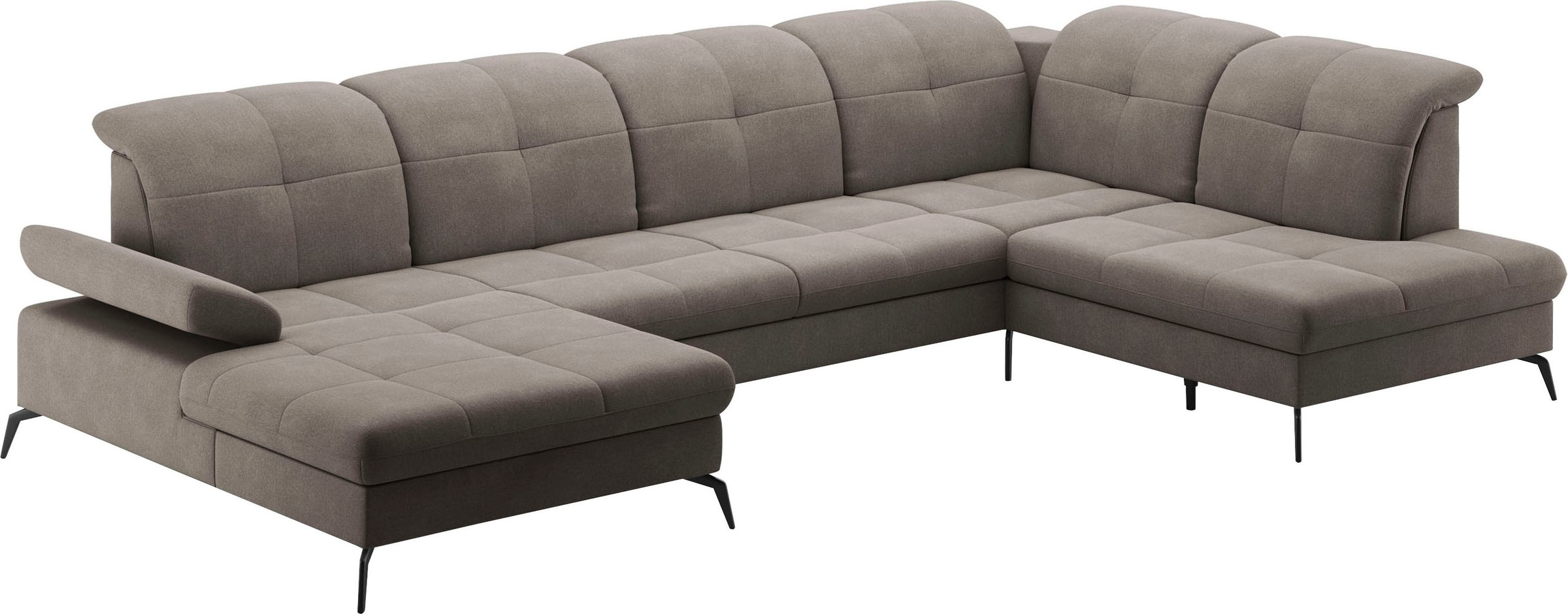 sit&more Wohnlandschaft »Amica, U-Form, inkl. Sitztiefenverstellung und Armteilverstellung«, wahlweise mit Kopfteilverstellung, Bettfunktion und Bettkasten
