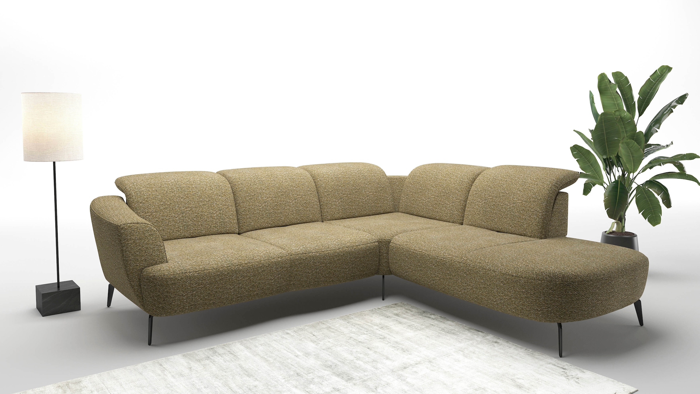 Ecksofa SIT & MORE "Zoe", grün (olive), B:300cm H:87cm T:267cm, 100% Polyester, Sofas, Ecksofa, ink.Sitztiefenverstellung, wahlweise mit Kopfteilverstellung 4