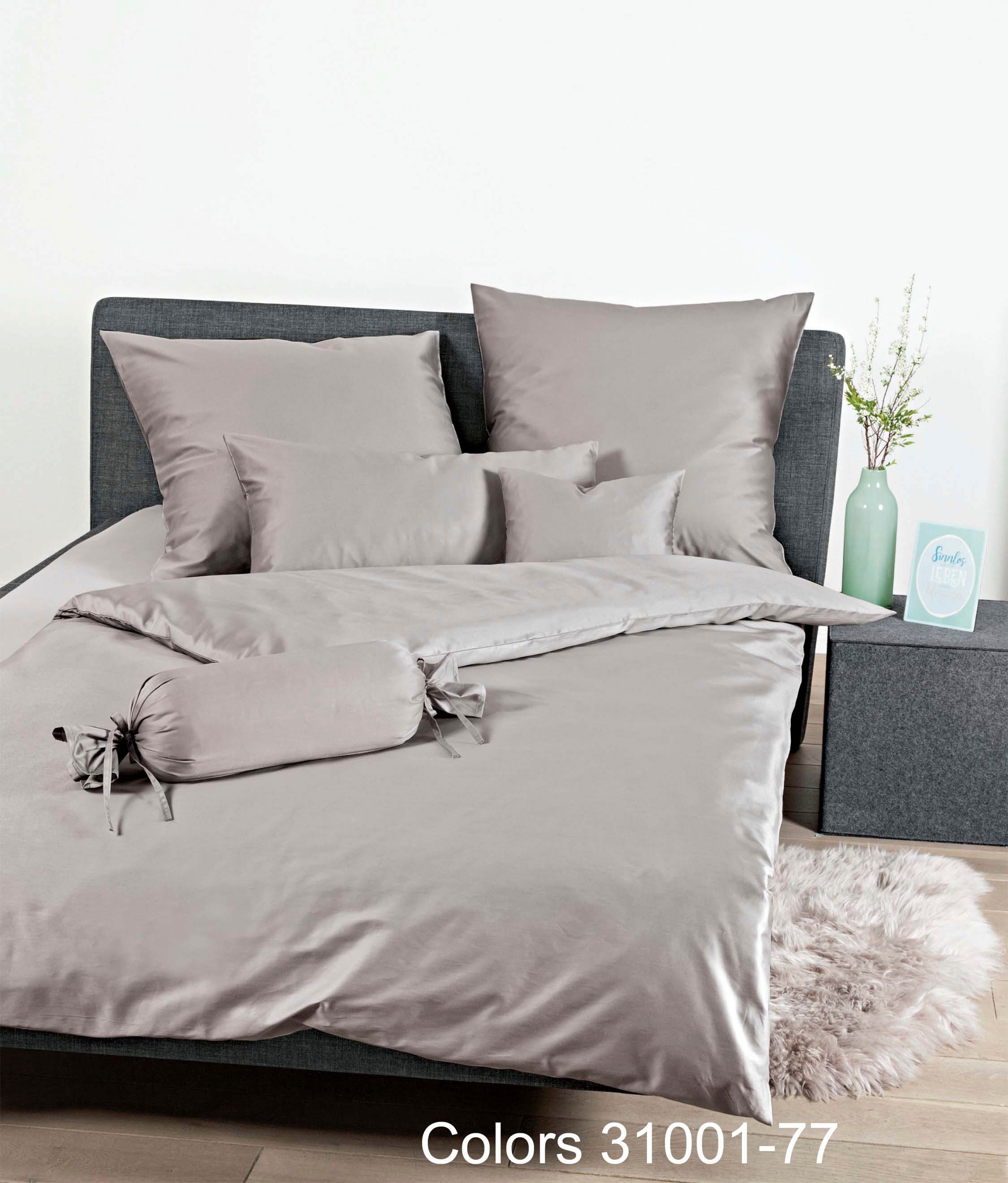 Bettwäsche JANINE, braun, Mako-Satin, Obermaterial: 100% Baumwolle, Bettwäsche, "Colors 31001", feinfädige uni Bettwäsche für alle Jahreszeiten,