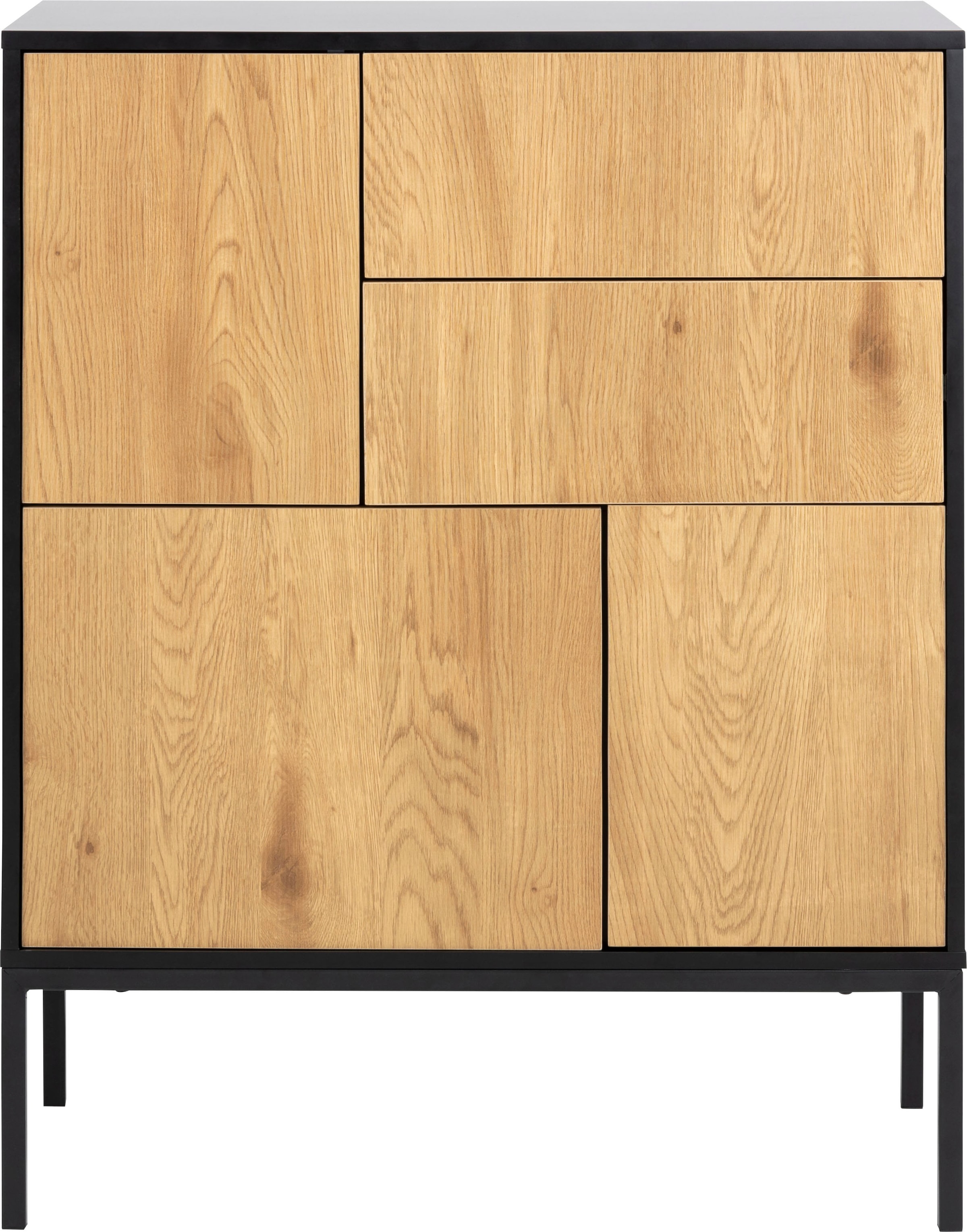 ACTONA GROUP Sideboard, (1), mit Wildeiche-Nachbildung, 3 Türen und 2 Schubladen, Breite 80 cm