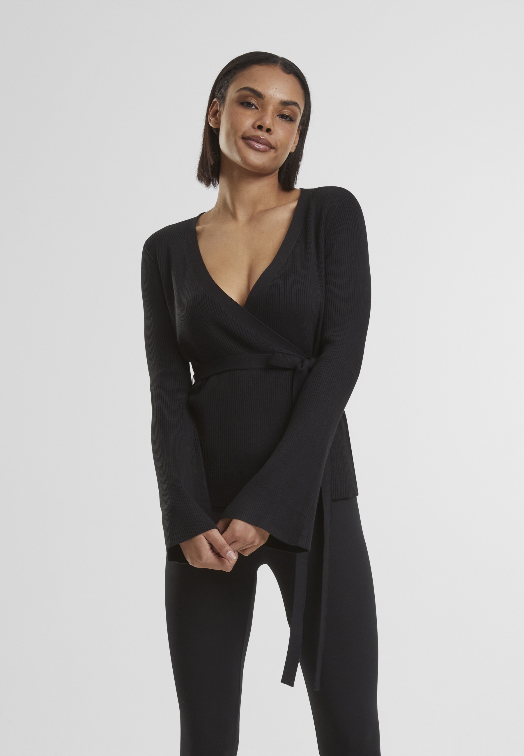 URBAN CLASSICS Cardigan »Urban Classics Damen Ladies Rib Knit Wrapped Cardigan« 1 Stk.