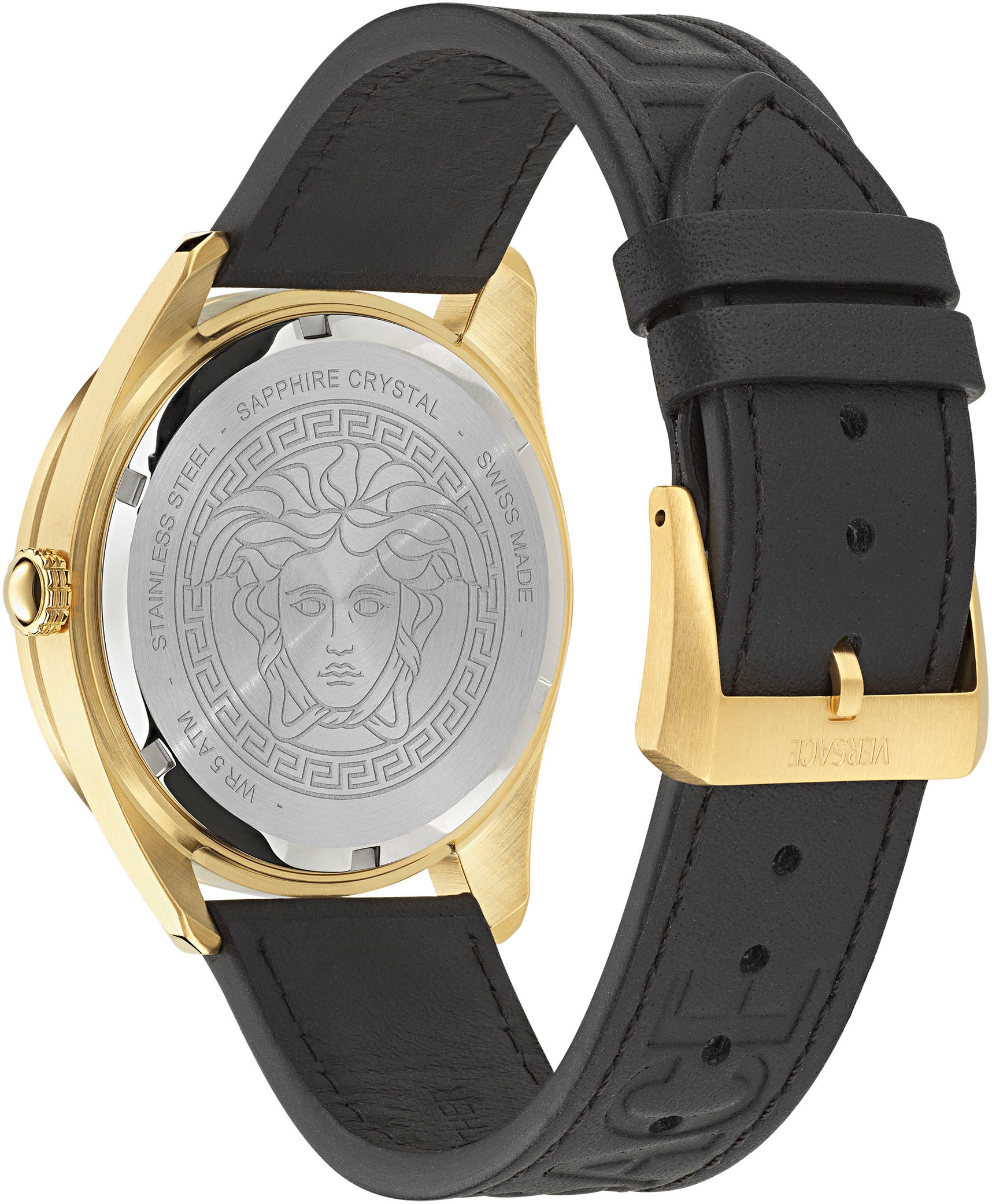 Versace Quarzuhr »V-DOME«, Armbanduhr, Herrenuhr, Swiss Made, Leuchtindizes (Zifferblatt), Datum
