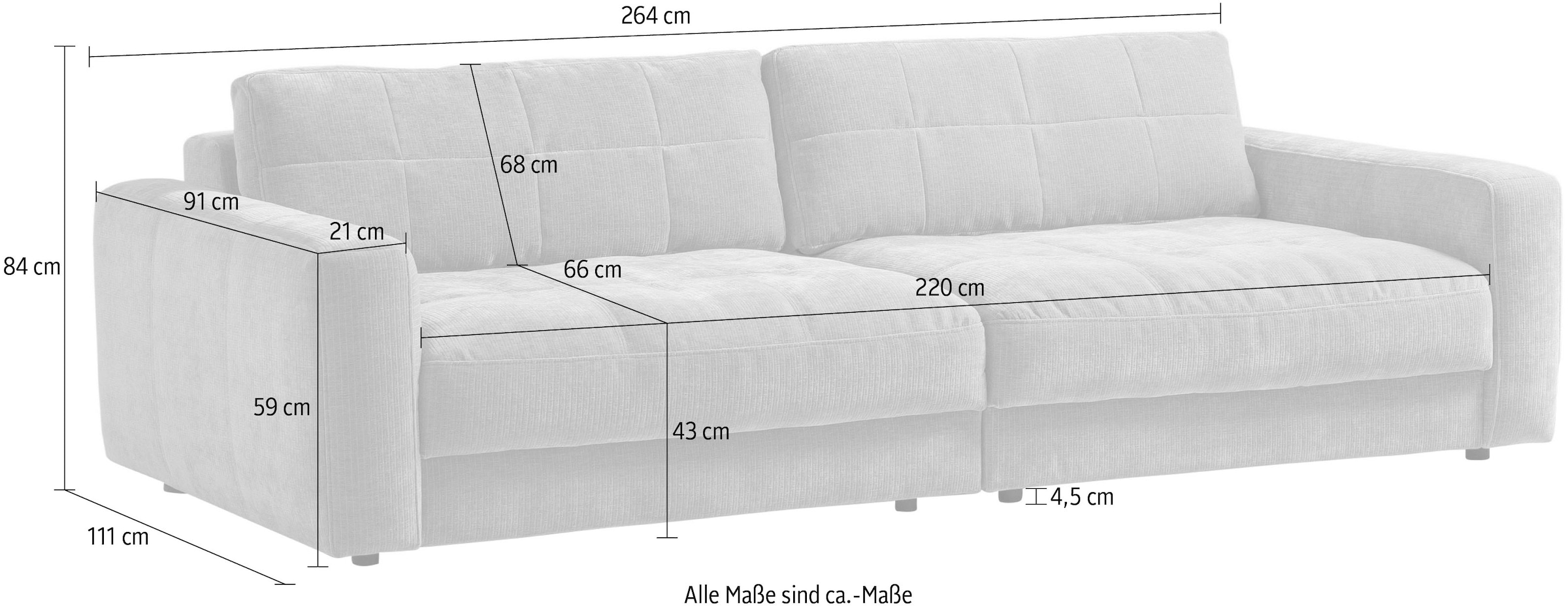 BETYPE Big-Sofa »Be Sitztiefenverstellung | Sitzkomfort, manueller mit Comfy«, wahlweise legerer BAUR