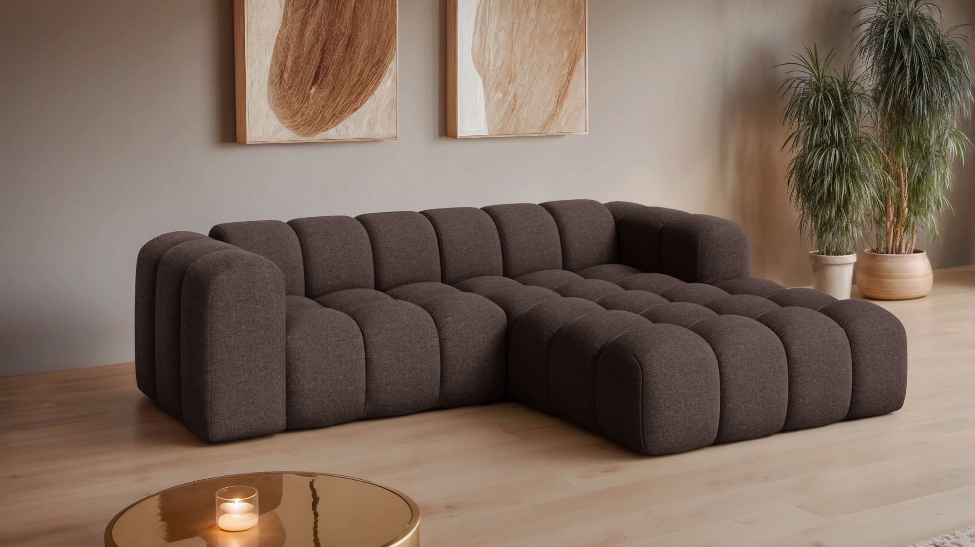 OTTO home Ecksofa "KALLIE Design-Sofa mit Wellenunterfederung, Bubble-Optik günstig online kaufen