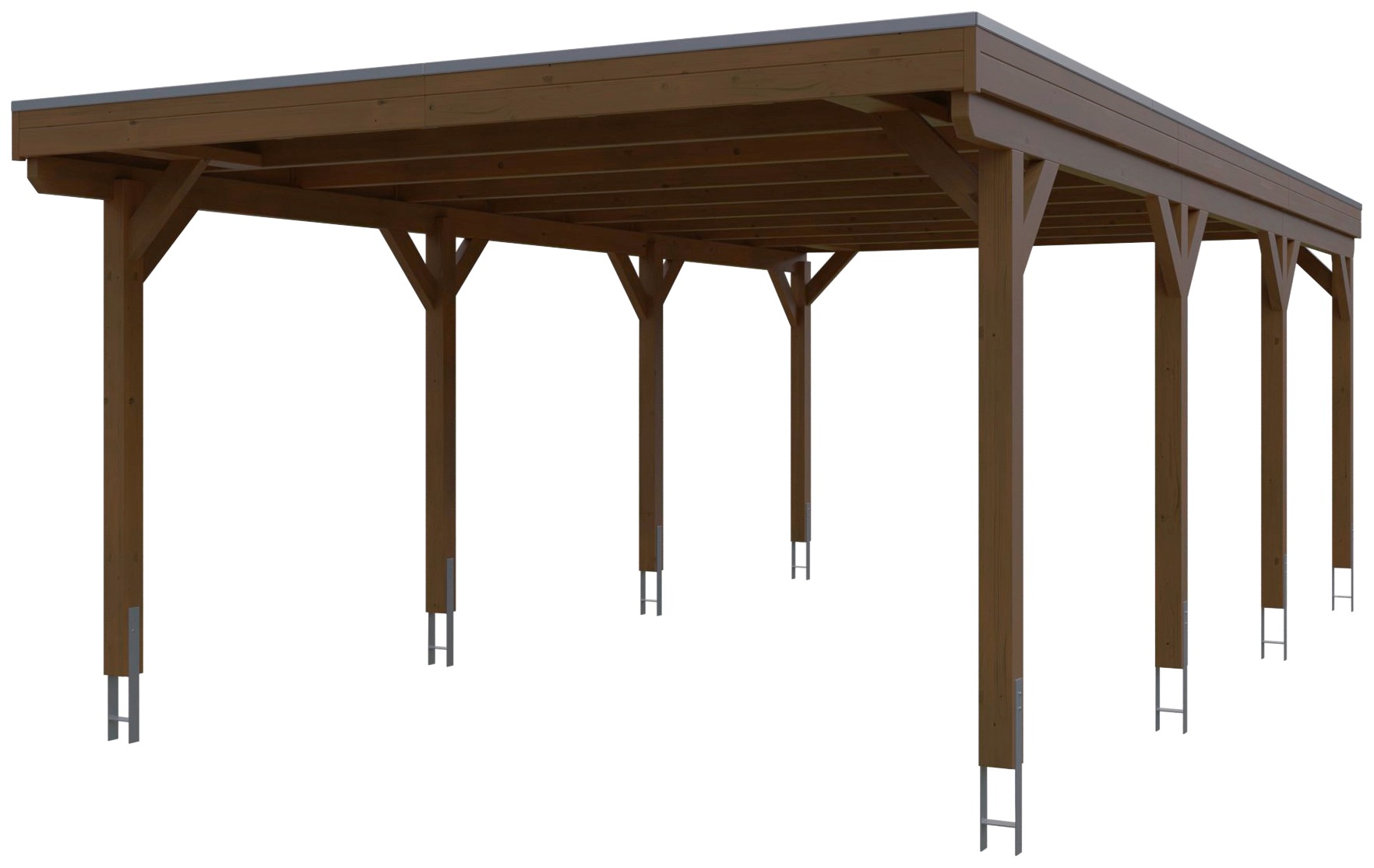 Skanholz Einzelcarport »Grunewald«, braun, mit Aluminiumdach