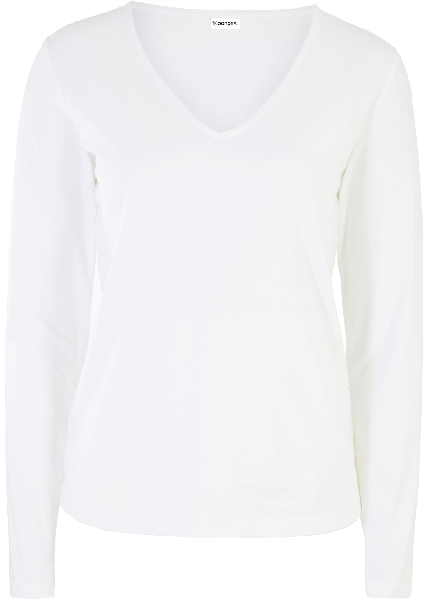 bonprix Langarmshirt schmal geschnittene Passform, V-Ausschnitt