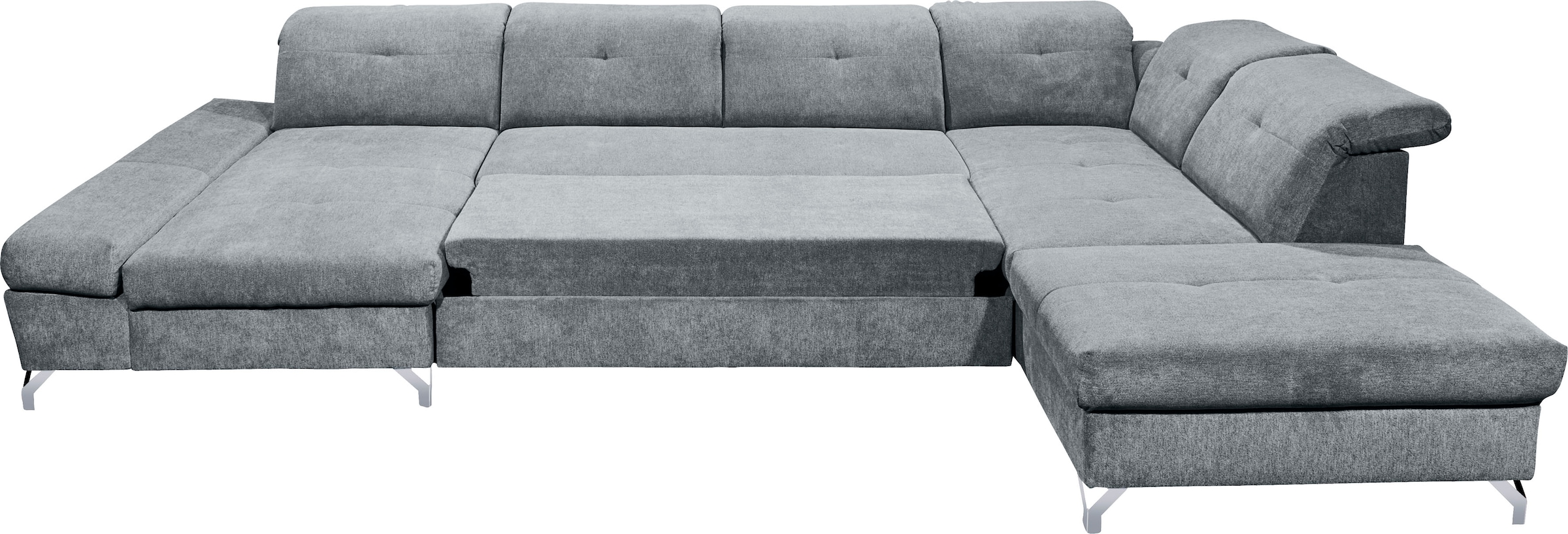 ED EXCITING DESIGN Wohnlandschaft »Melfi U-Form«, mit Bettfunktion, Bettkasten, Nierenkissen, frei im Raum stellbar