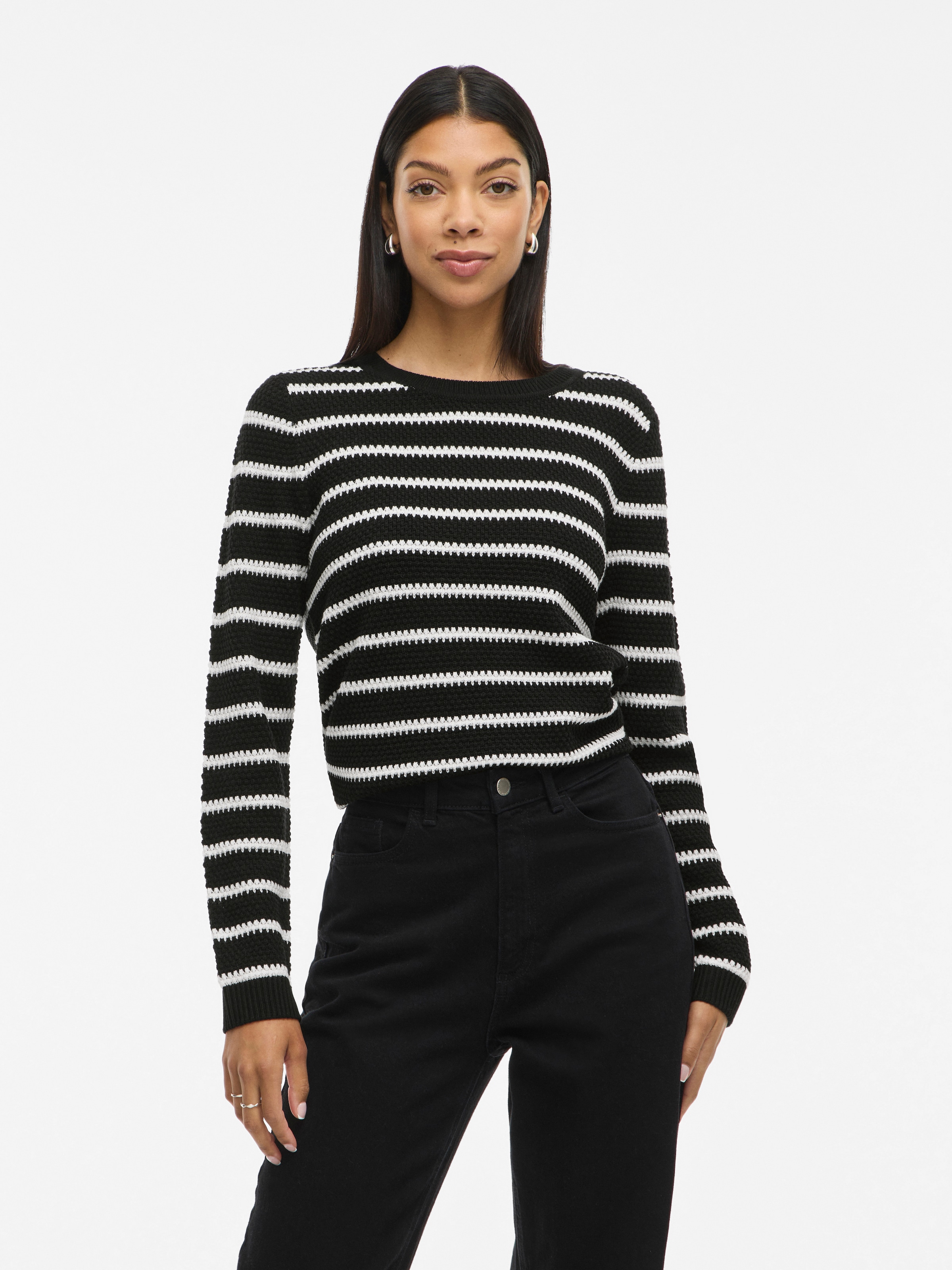 Vila Rundhalspullover "VIDALO O-NECK L/S STRIPE KNIT TOP- NOOS" günstig online kaufen