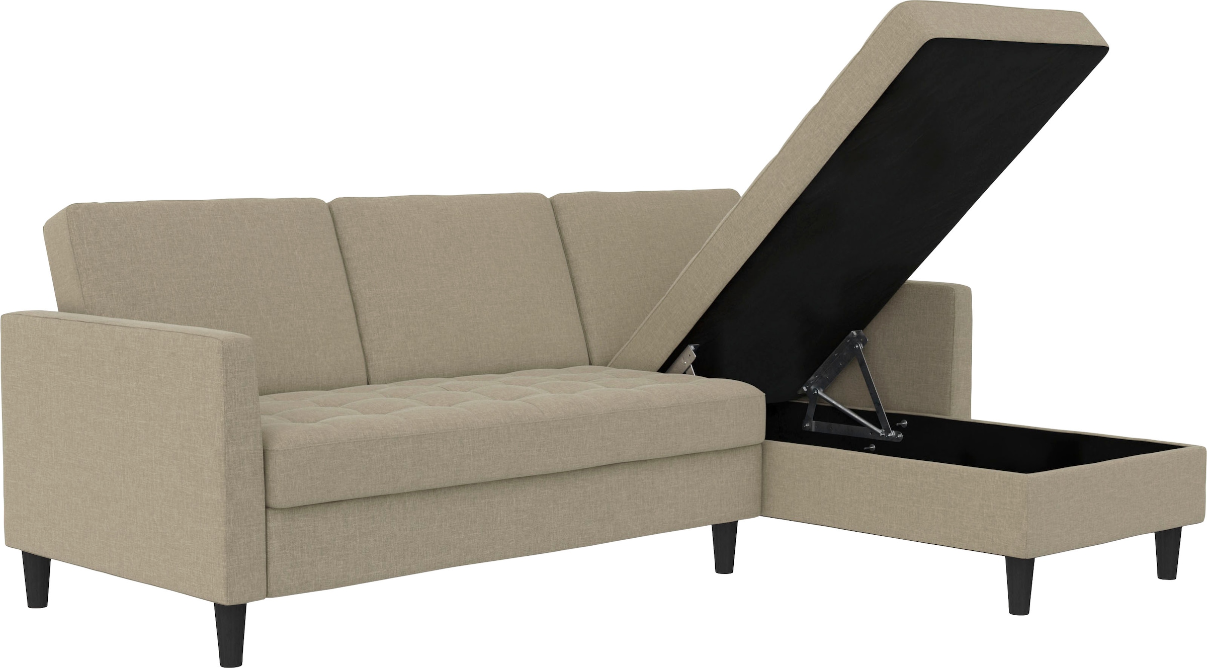 Dorel Home Ecksofa »Presley, L-Form,«, Ecksofa mit Bett-Funktion und Stauraum, verstellbare Rückenlehne