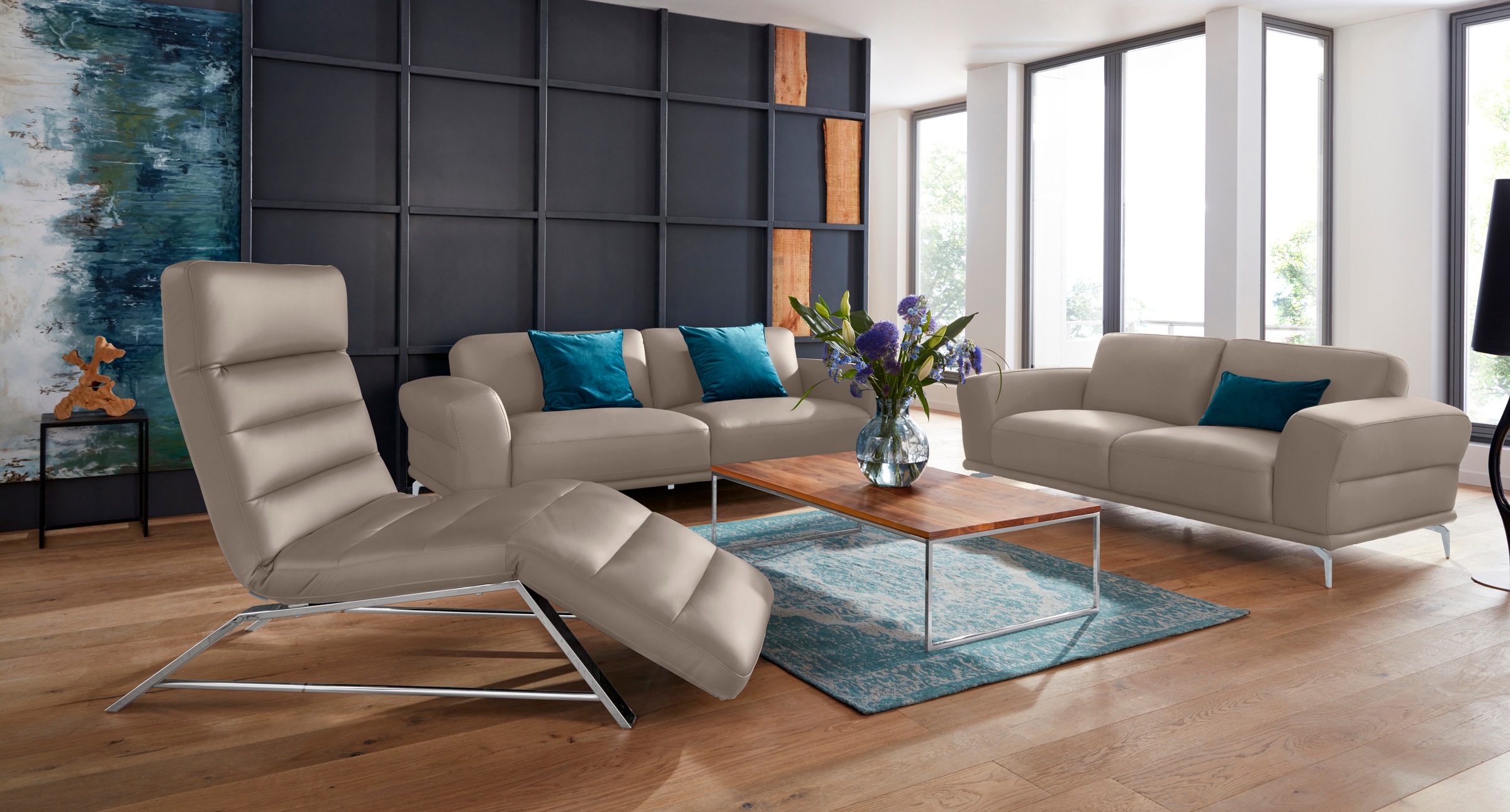 W.SCHILLIG 2,5-Sitzer »montanaa«, mit Metallfüßen in Silber matt, Breite 232 cm