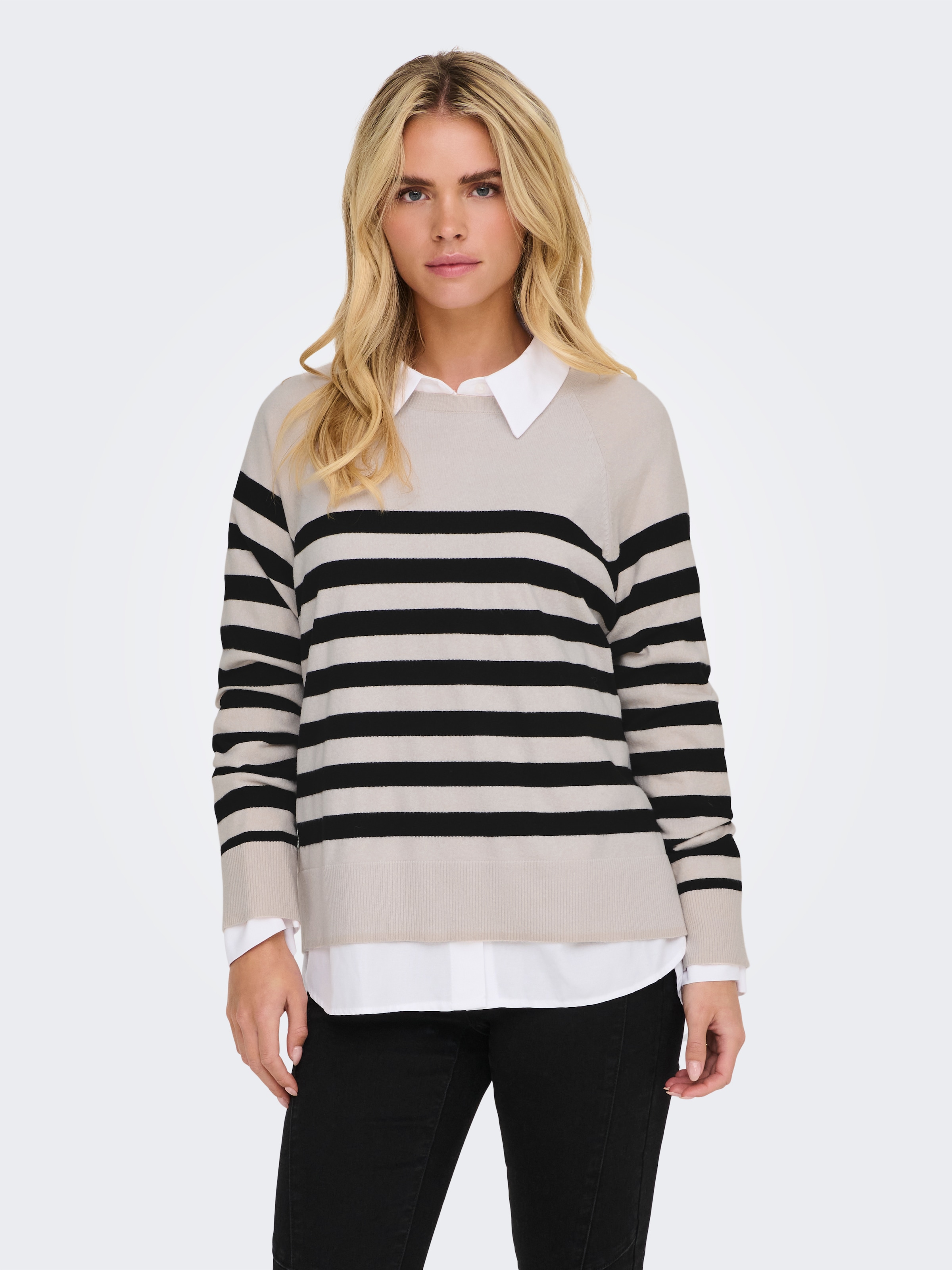 ONLY Rundhalspullover »ONLAMA LIFE LS RAGLAN O-NECK CC KNT«