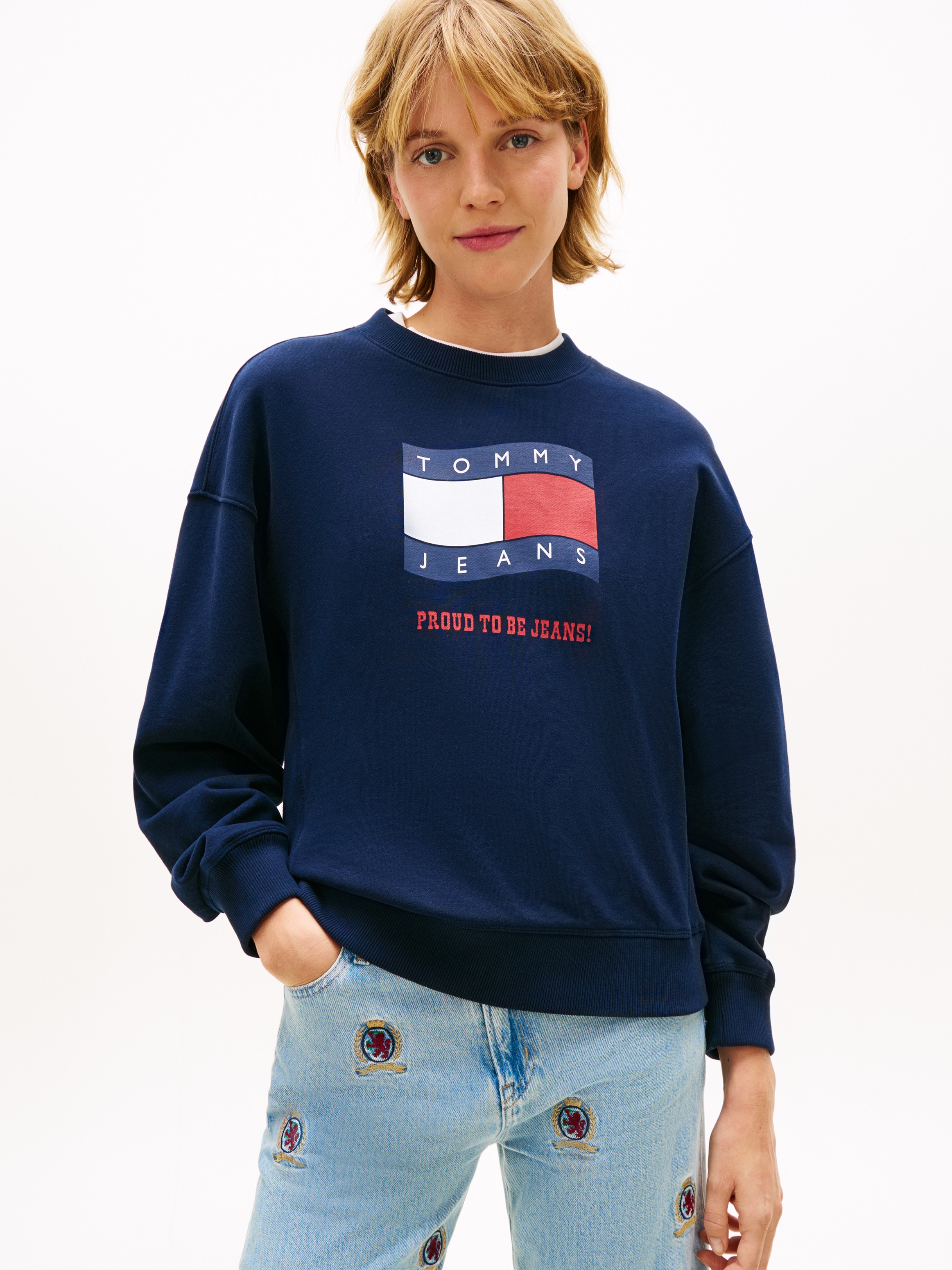 Tommy Jeans Sweatshirt "TJW BXY WAVY FLAG CREW EXT", Boxy Fit mit Rundhals günstig online kaufen