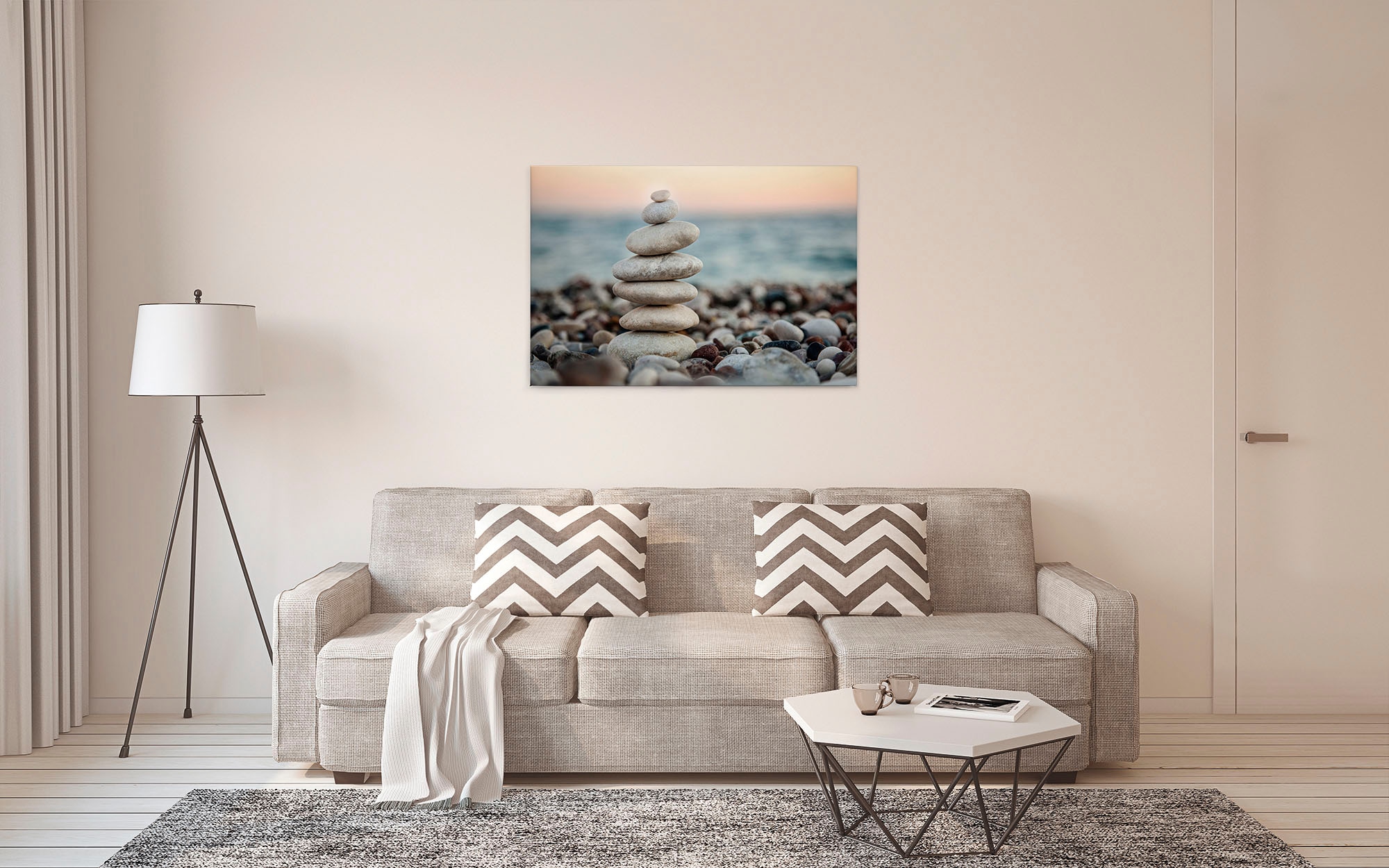 A.S. Création Leinwandbild »Stone Beach«, Kunst-Gemälde-Kinder, (1 St.), Spa Steine Ufer Meer Keilrahmen Entspannung Leinwand-Bild Wohnzimmer