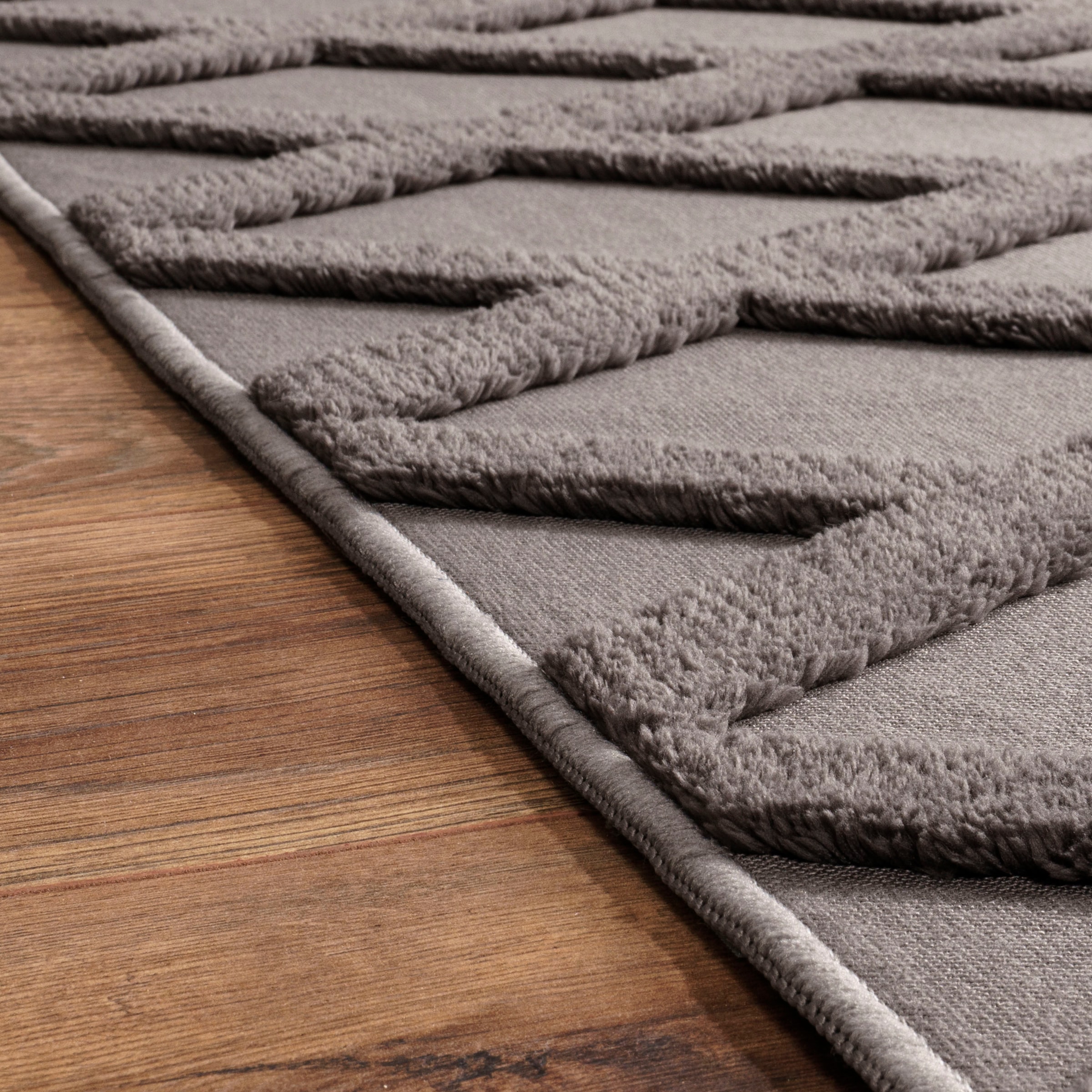 Paco Home Teppich »Utrecht 642«, rechteckig, 4 mm Höhe, Kurzflor, Uni Farben, 3D-Design, Rauten Muster, Hoch-Tief Effekt