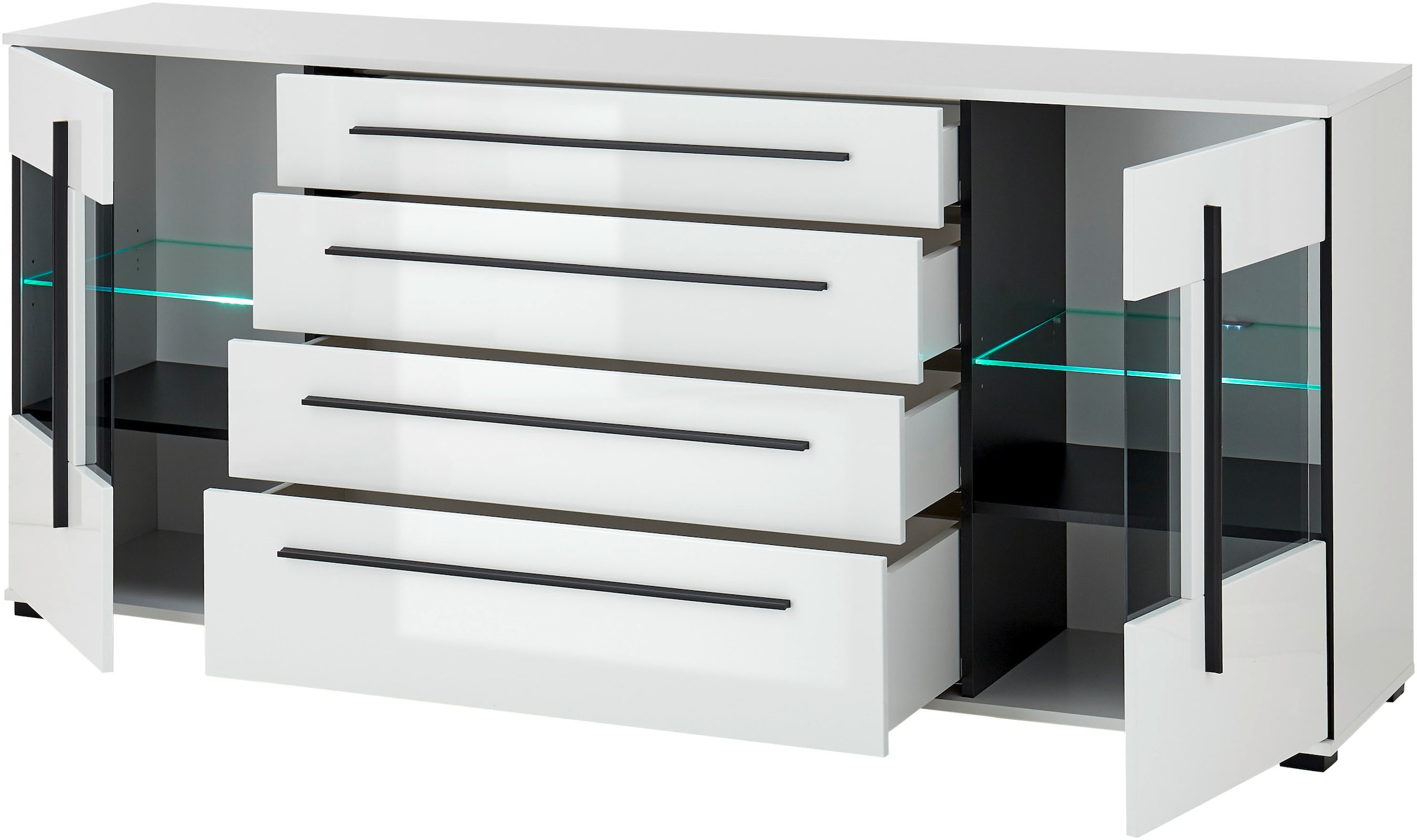 INOSIGN Sideboard »Cantara, moderner Schrank, Kommode in Eiche Evoke oder weiß«, schwarze Stangengriffe, ausreichend Stauraum, vielseitig einsetzbar